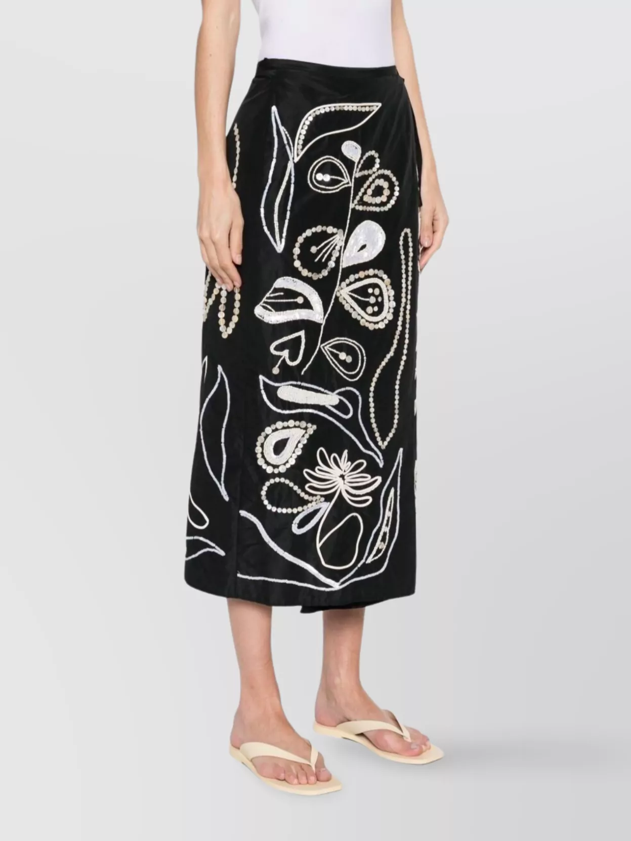 Forte Forte Embroidered A-Line Midi Skirt