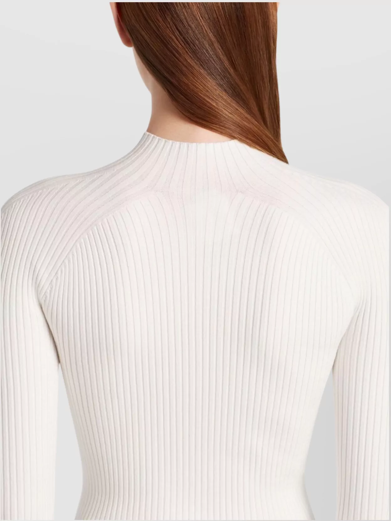 Courrèges Long Sleeve High Neck Ribbed Top In White