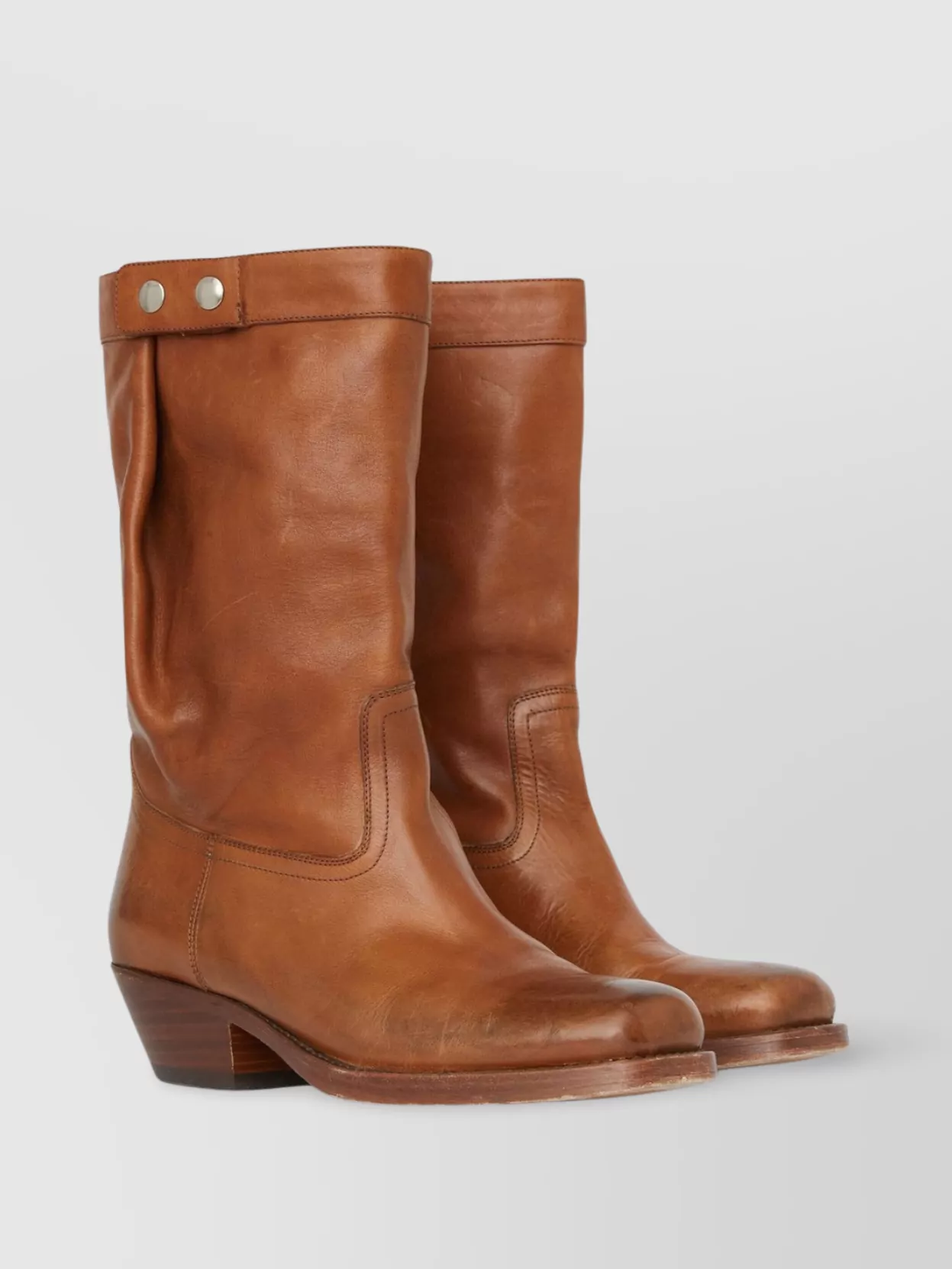 ISABEL MARANT DRAPED BUTTON BLOCK HEEL ANKLE BOOTS