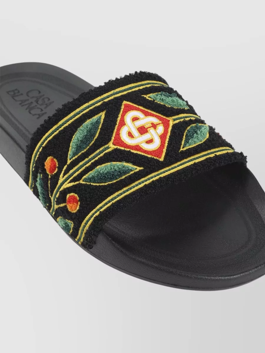 Casablanca Embroidered Terry Slider Sandals