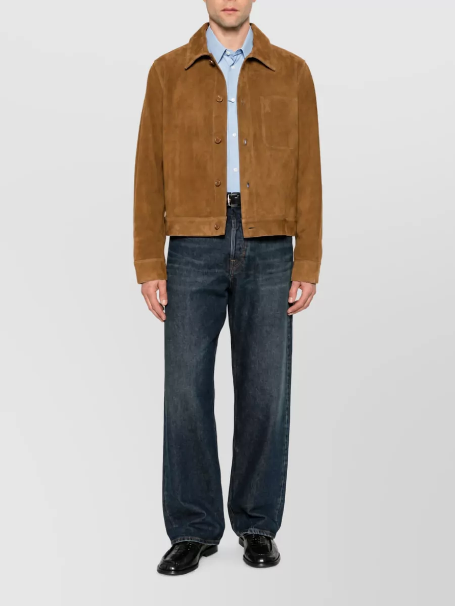 Ami Paris Leather Single Breasted Coat