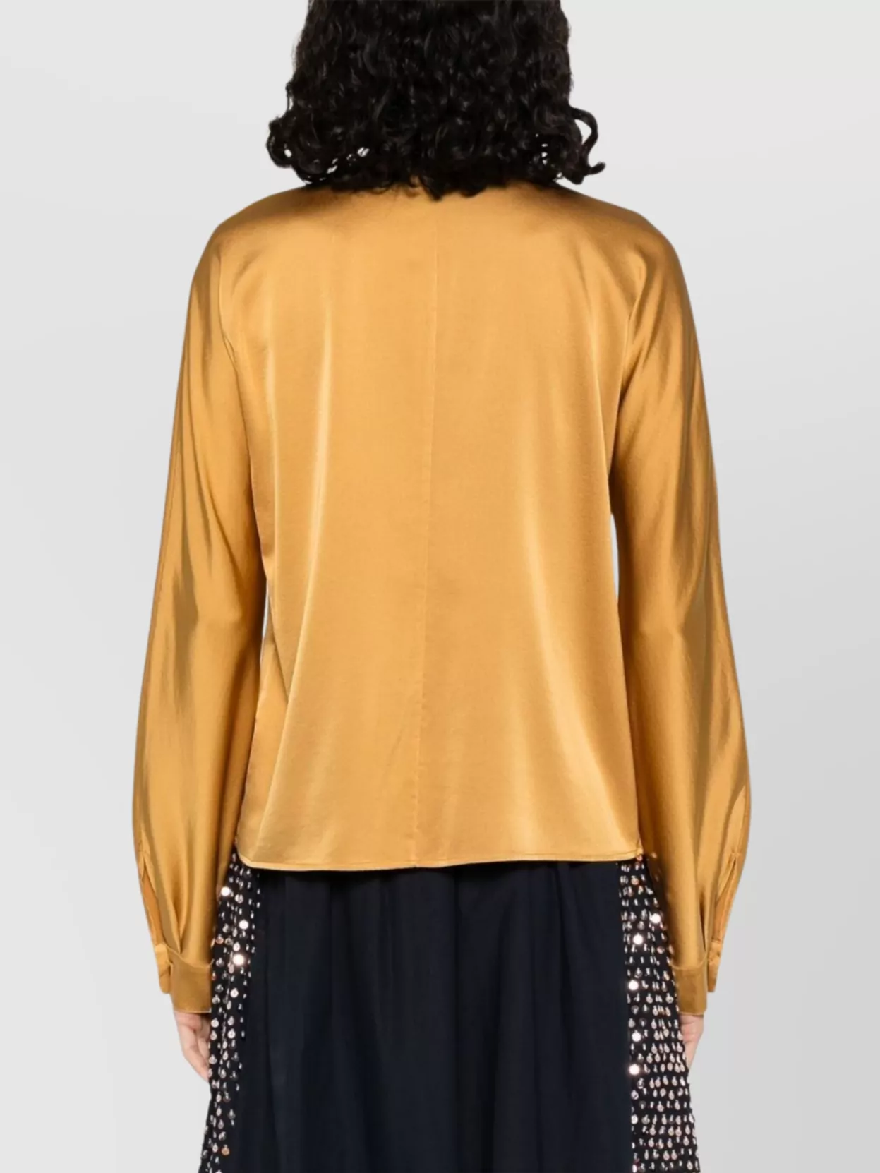 Forte Forte High Neck Satin Blouse With Tassel Detail In Orange