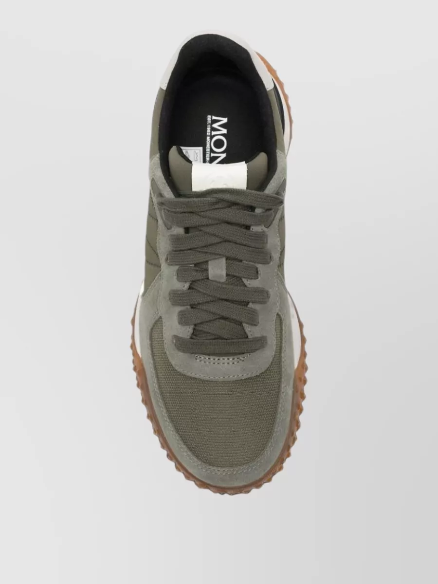 Moncler Suede Paneled Logo-Print Low-Top Sneakers