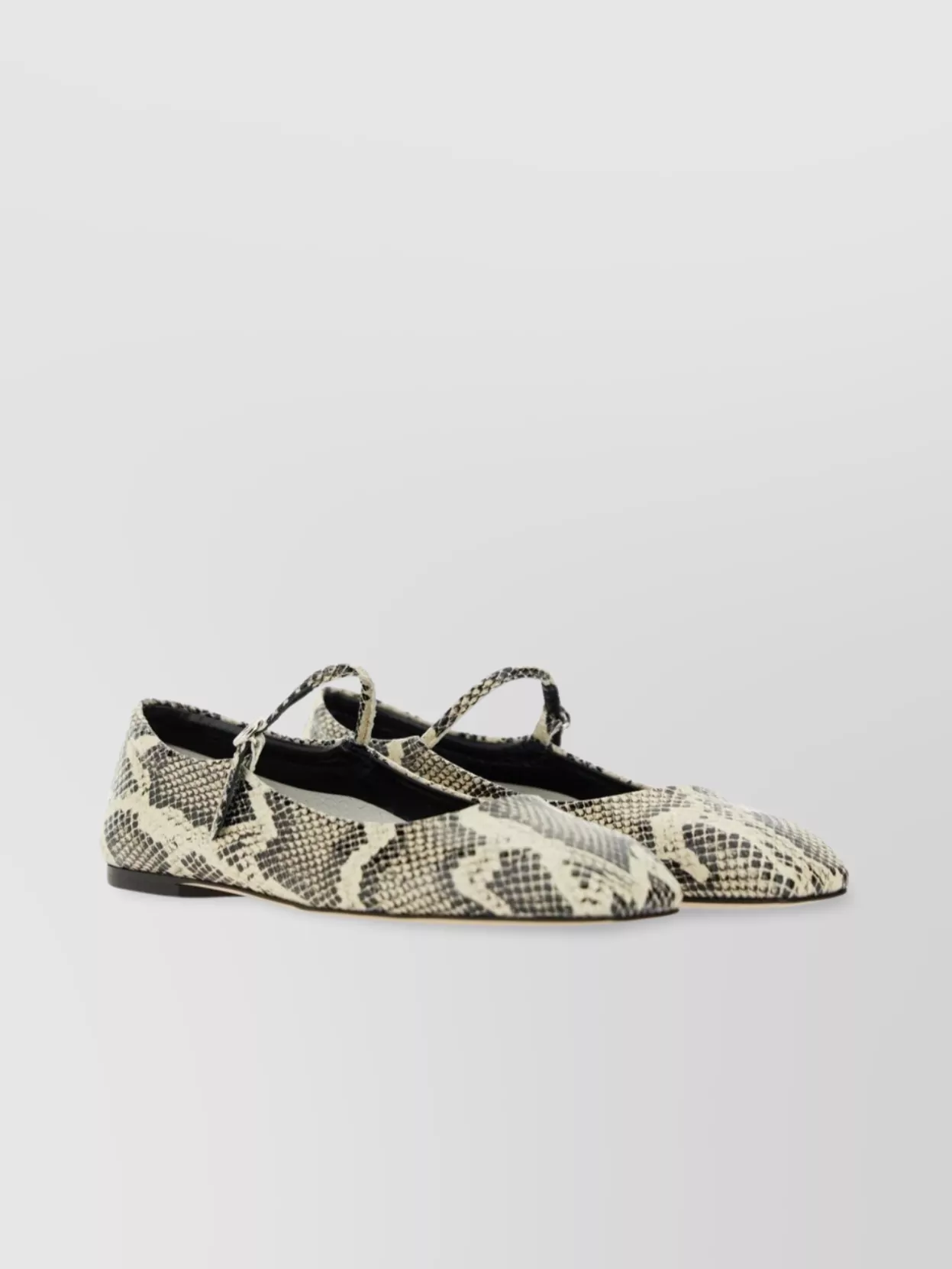 Aeyde Uma Square Toe Snake Print Ballerina