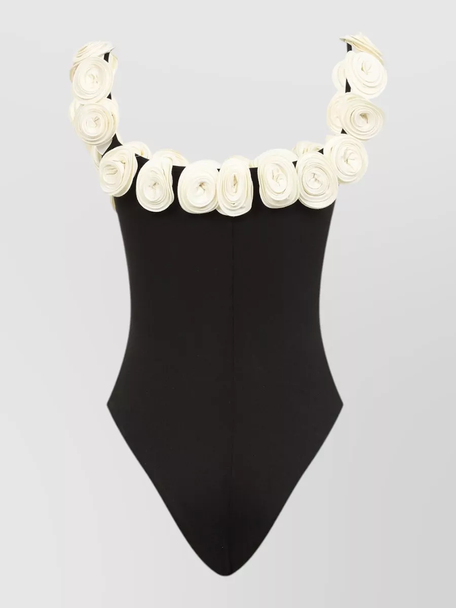 La Reveche Floral-Trim Off-Shoulder One-Piece Swimsuit