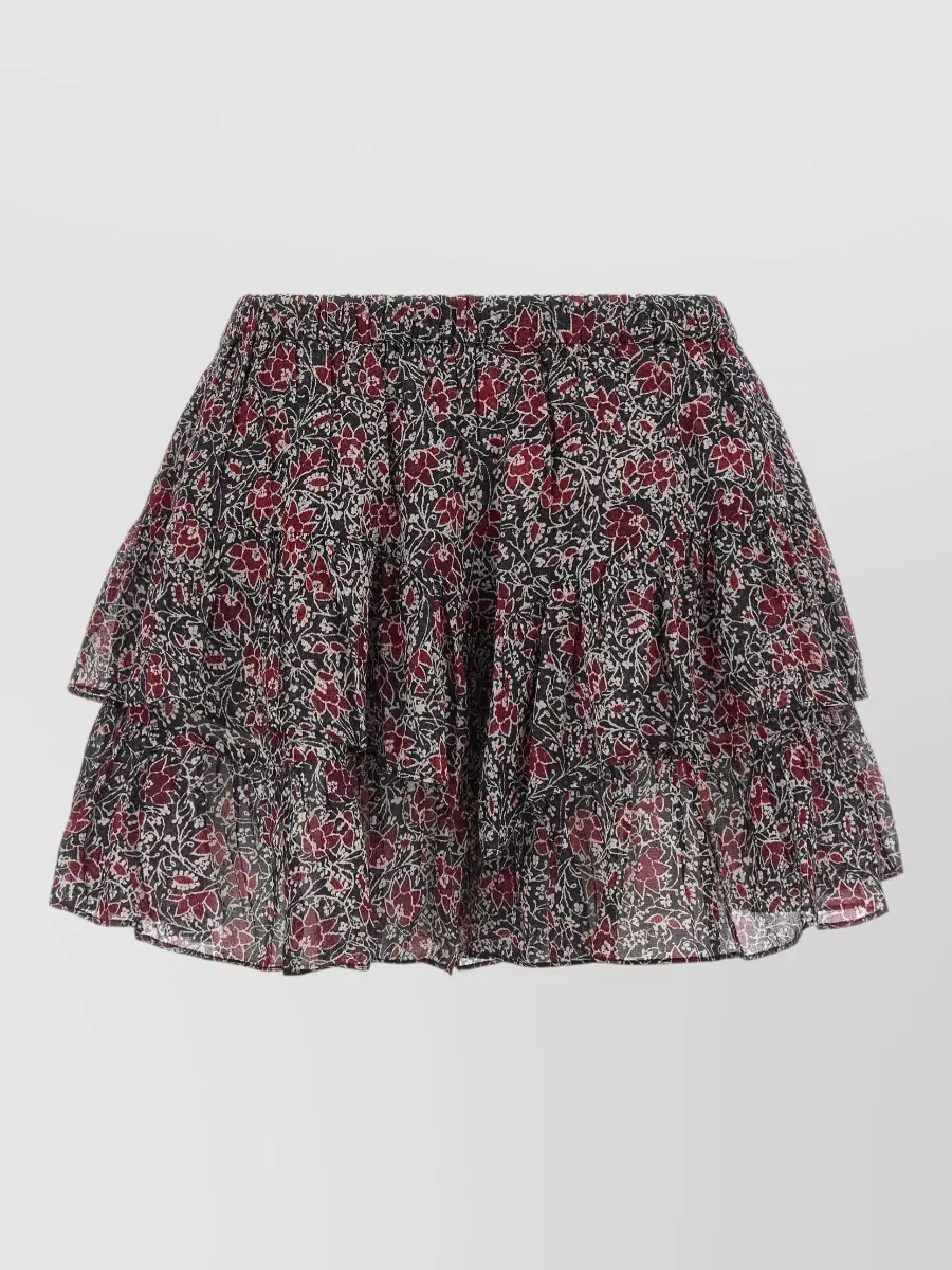 Isabel Marant Etoile Printed Cotton Mid-Rise Ruffled Shorts