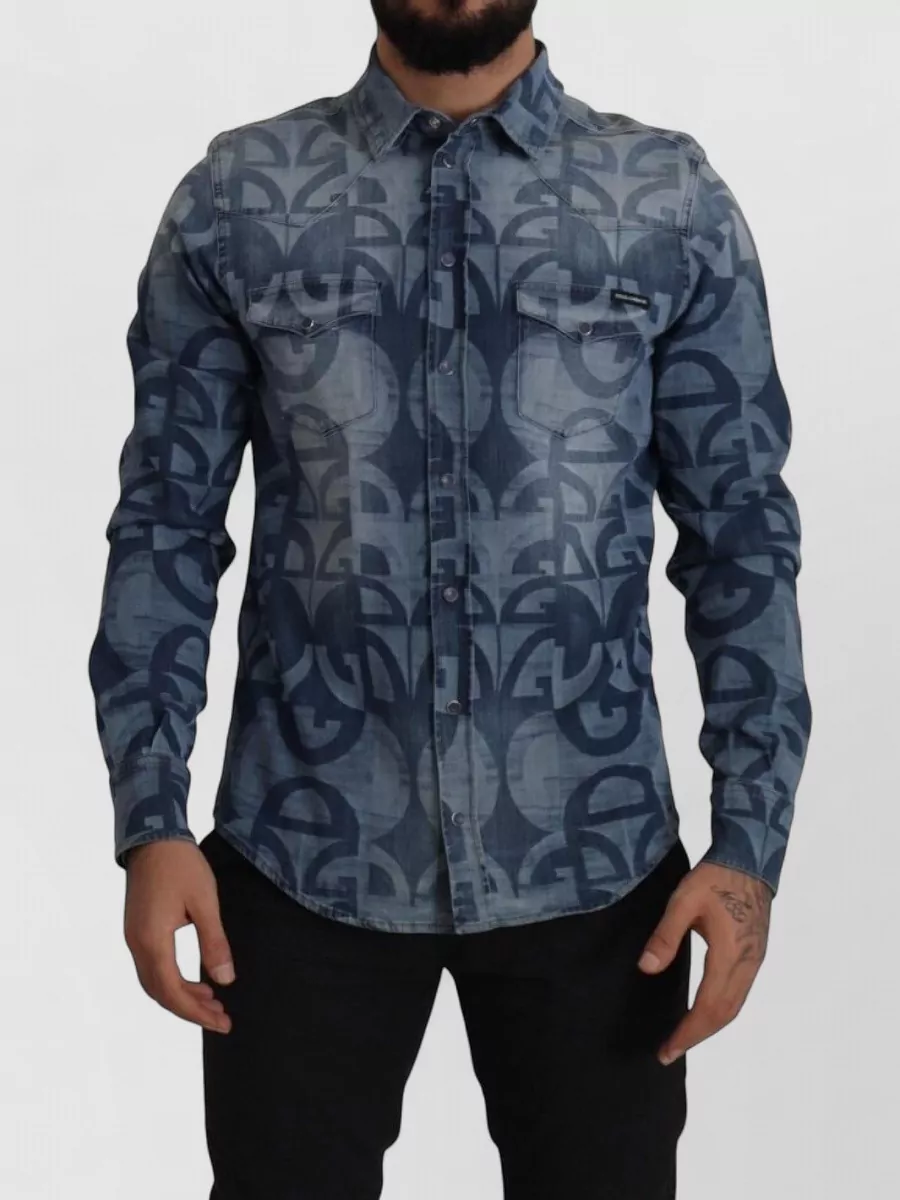 Dolce&Gabbana logo-print denim slim shirt