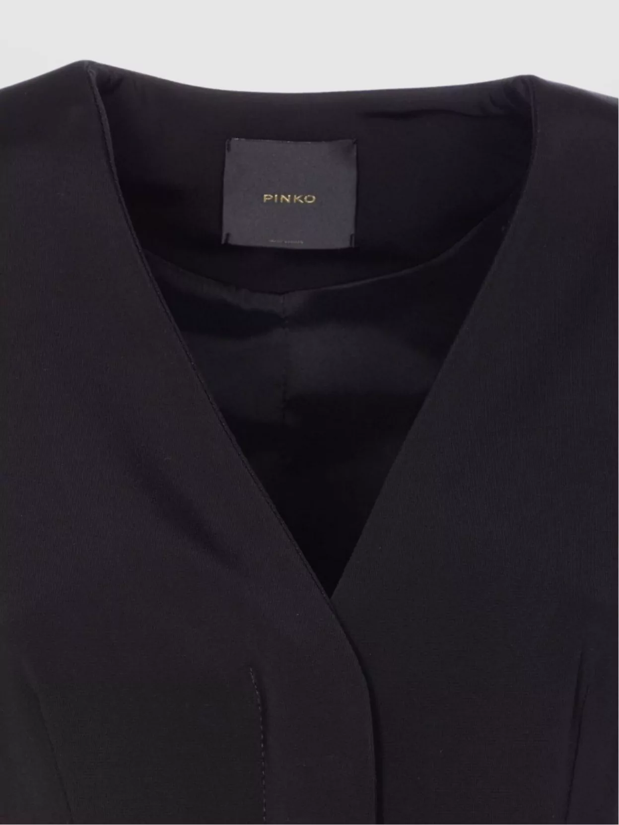 Pinko Sleeveless V-Neck Fitted Jacket Pockets