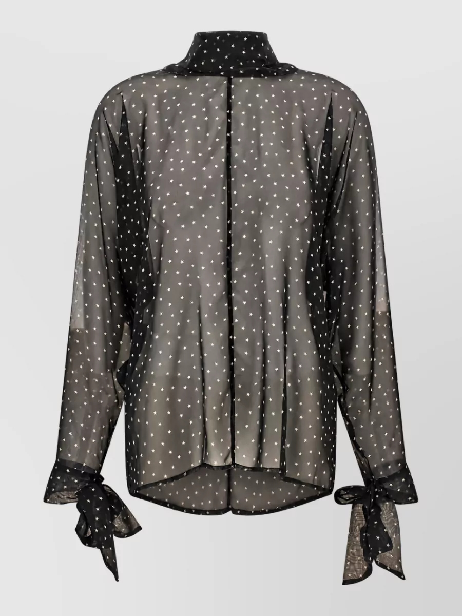 P.a.r.o.s.h. star print semi sheer long sleeve scarf neck blouse
