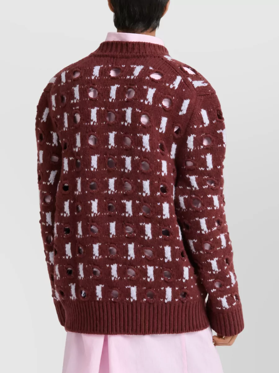Marni Cashmere Virgin Wool Jacquard V Neck Jumper