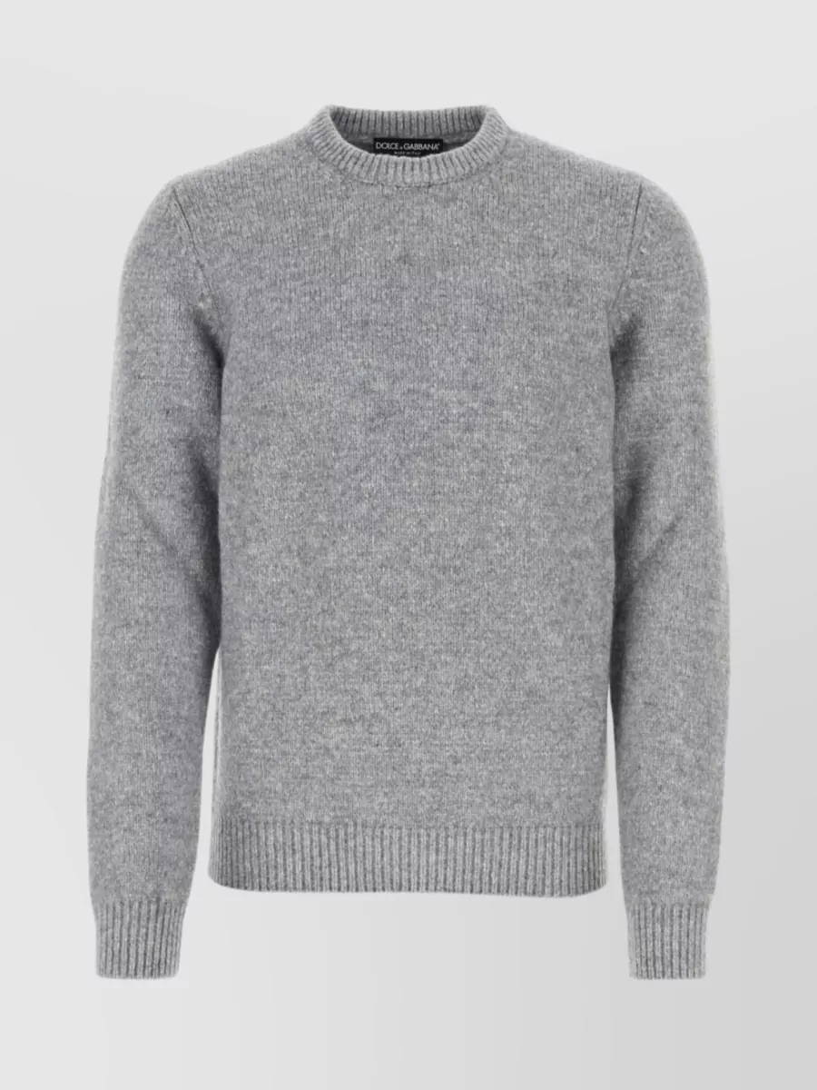 Shop Dolce & Gabbana Versatile Ribbed Crew Neck Sweater In Grey
