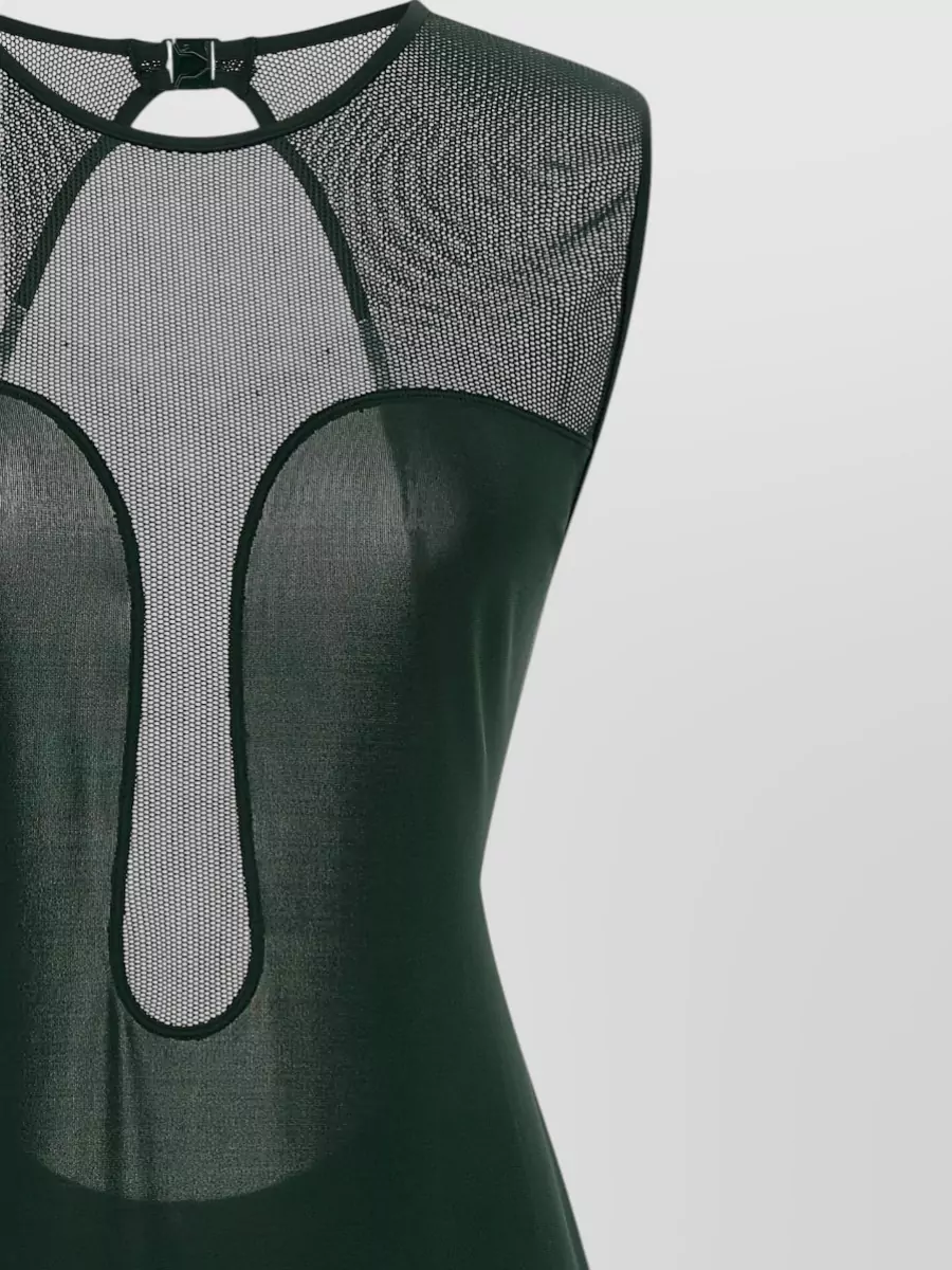 Eres Sleeveless Round Neckline Dress Mesh Panel