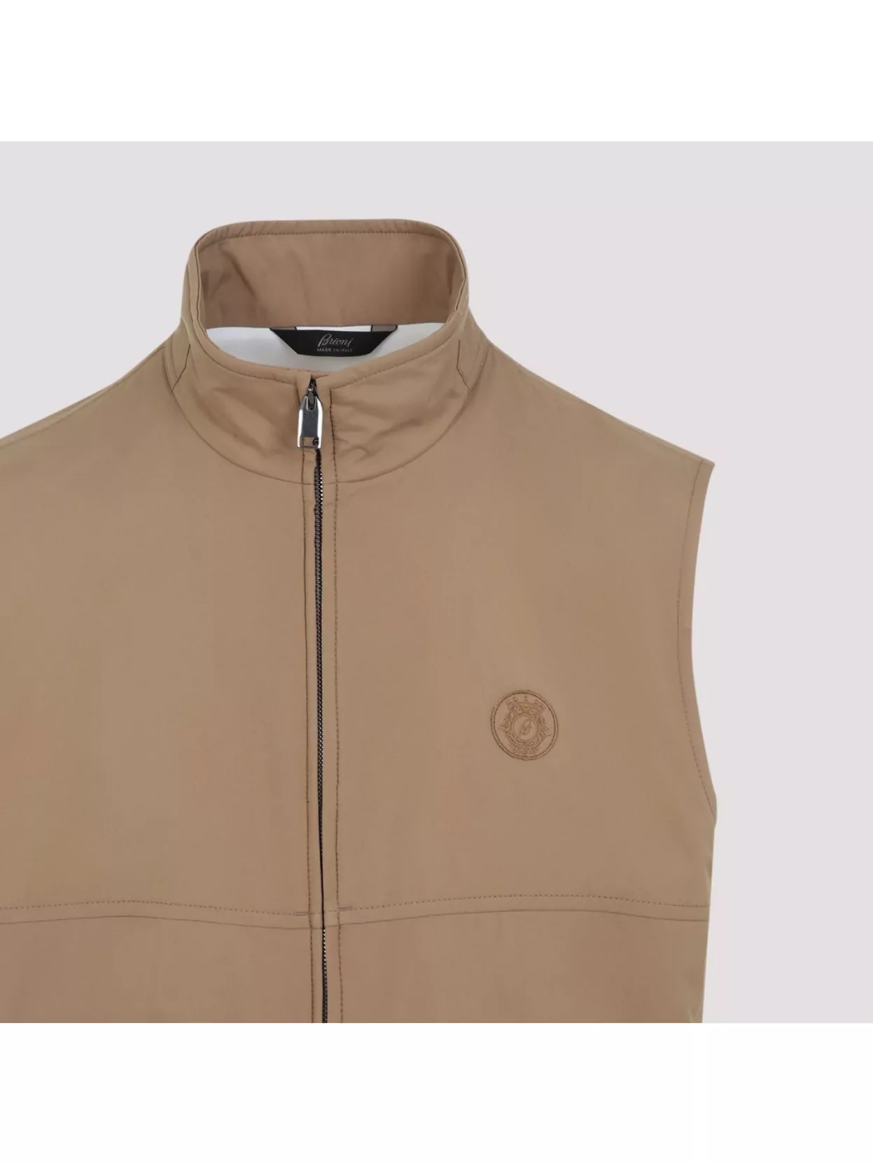 Brioni Logo Zip-up Gilet In Brown