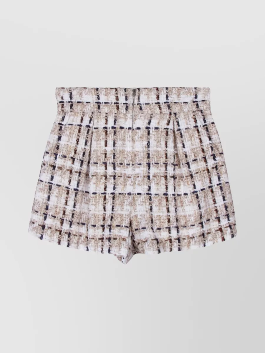 Shop Iro Front Pleated Tweed Shorts With Belt Loops In White