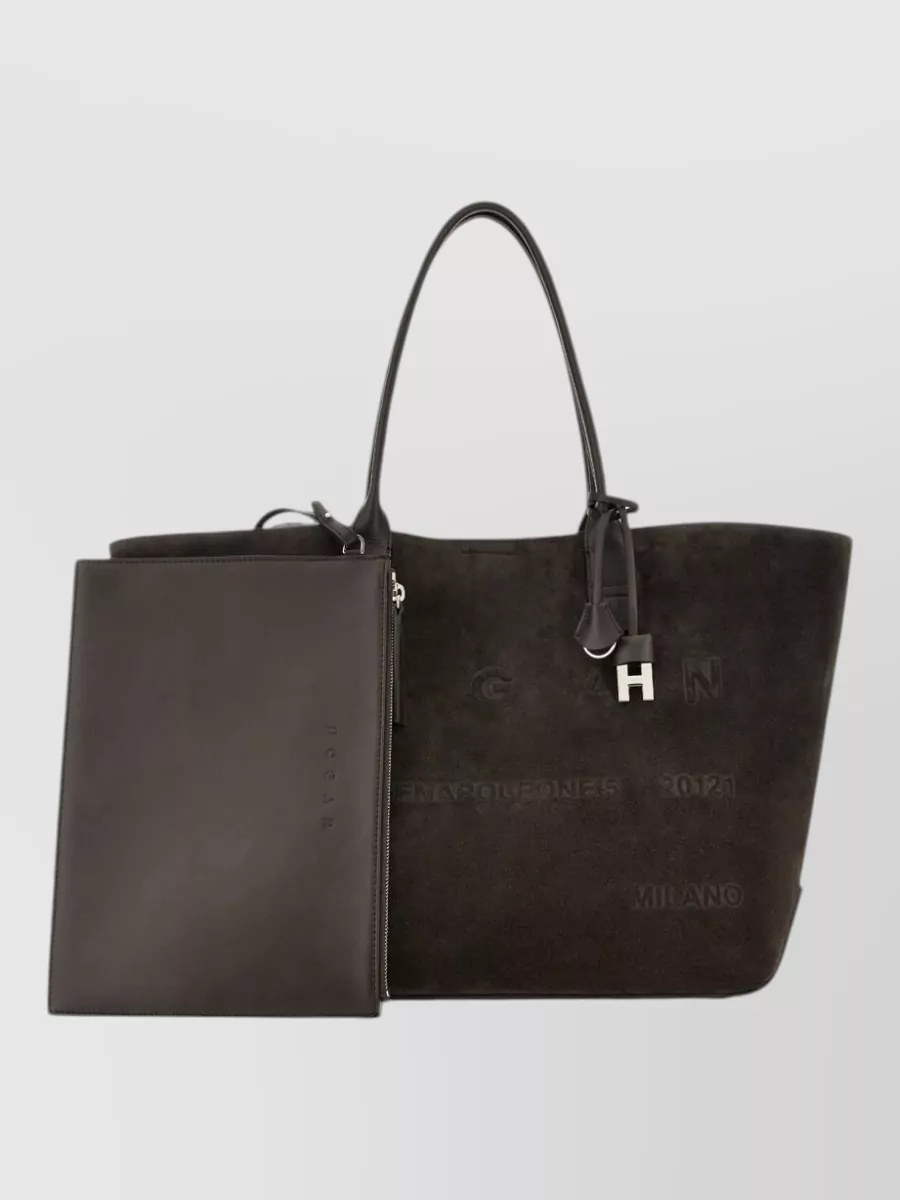 Hogan Medium Suede Leather Tote Bag