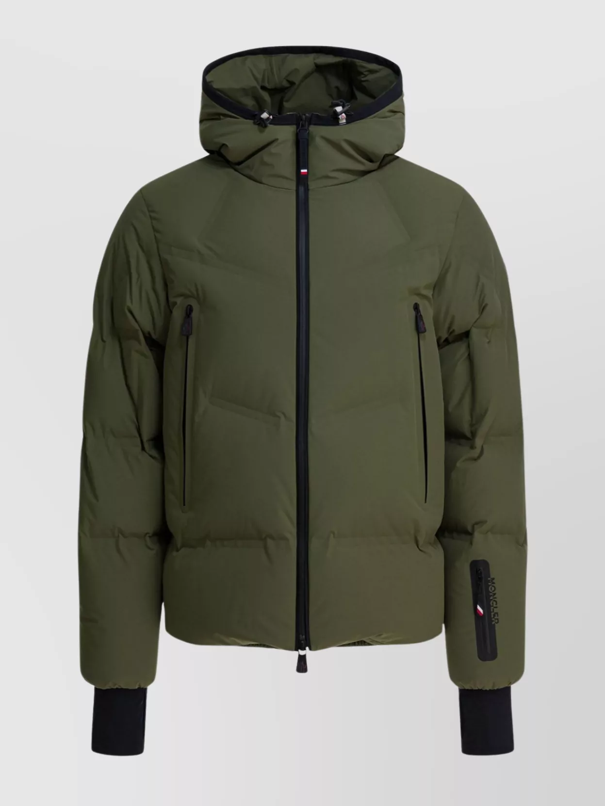Moncler Ski Jacket With Hood And Pockets In Green