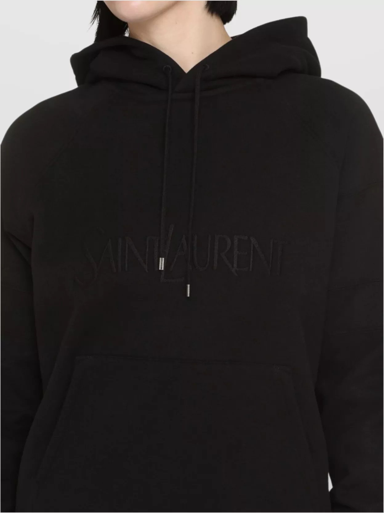 Shop Saint Laurent Ribbed Cotton Hoodie With Hood And Pocket