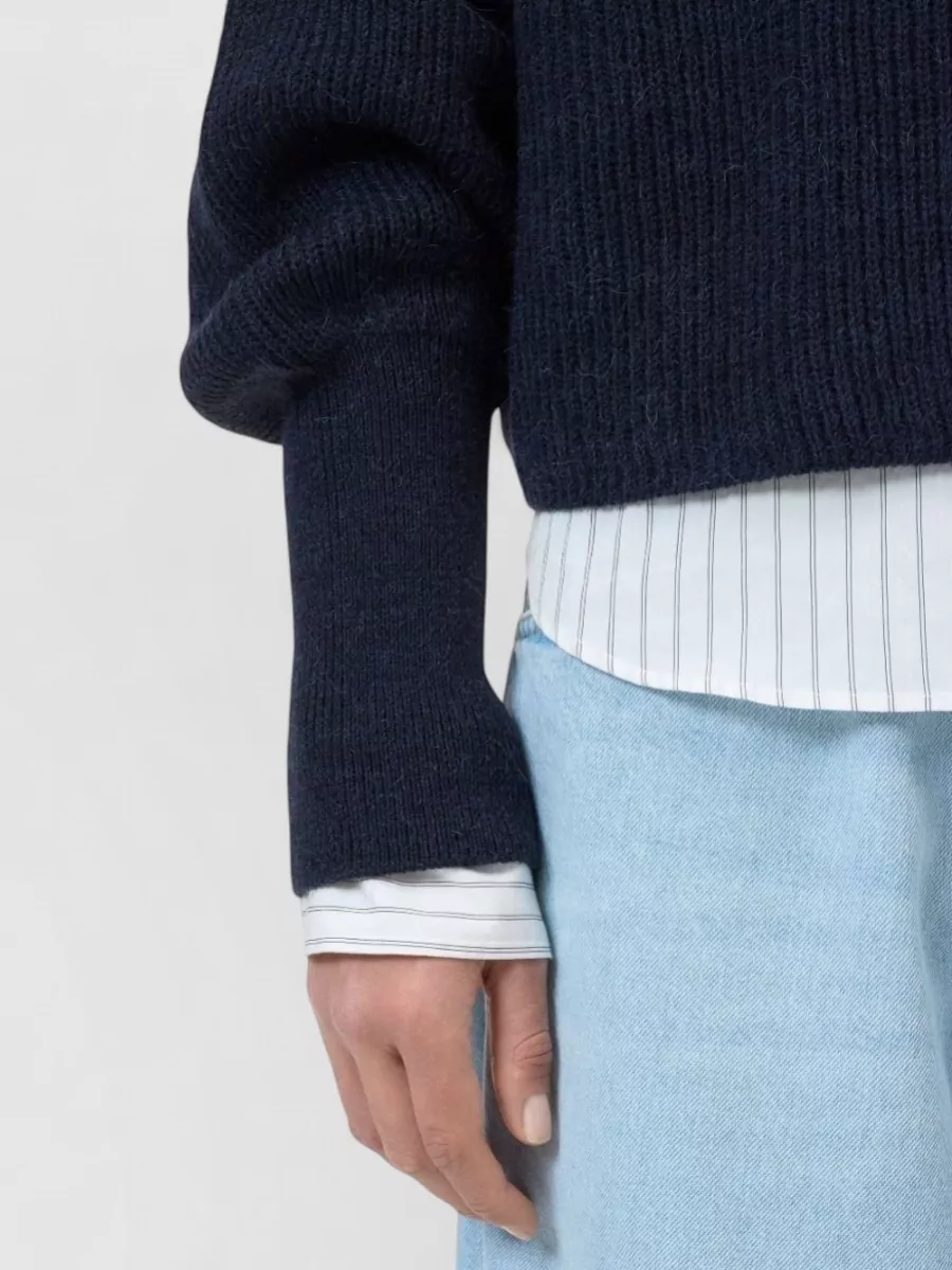 Closed Ribbed Funnel Neck Jumper