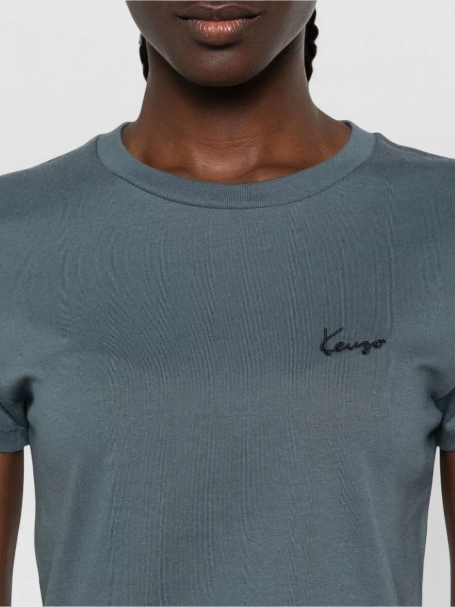 Kenzo Cotton Logo Embroidered Crew Neck Short Sleeve T-Shirt