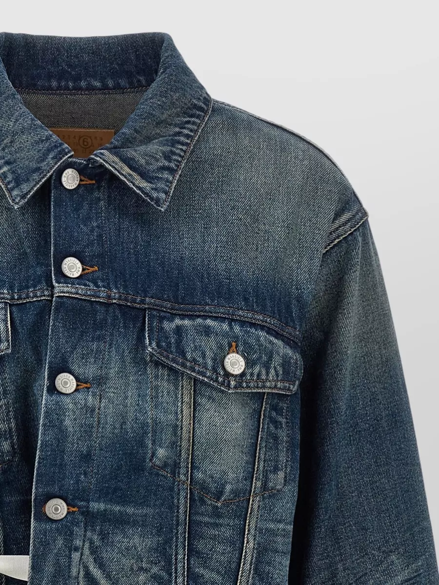 Mm6 Maison Margiela Denim Asymmetric Cropped Jacket