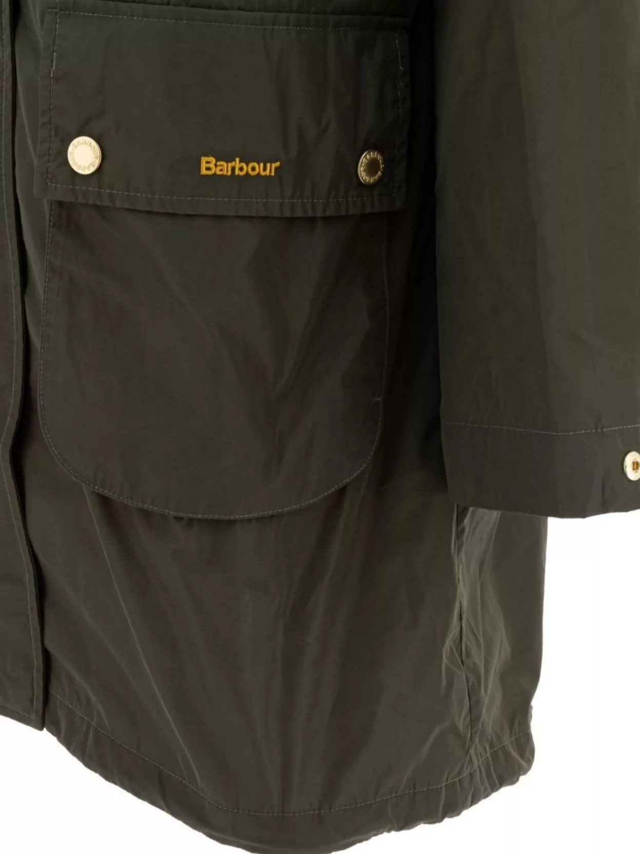 Barbour Long Length Hooded Coat With Adjustable Waist