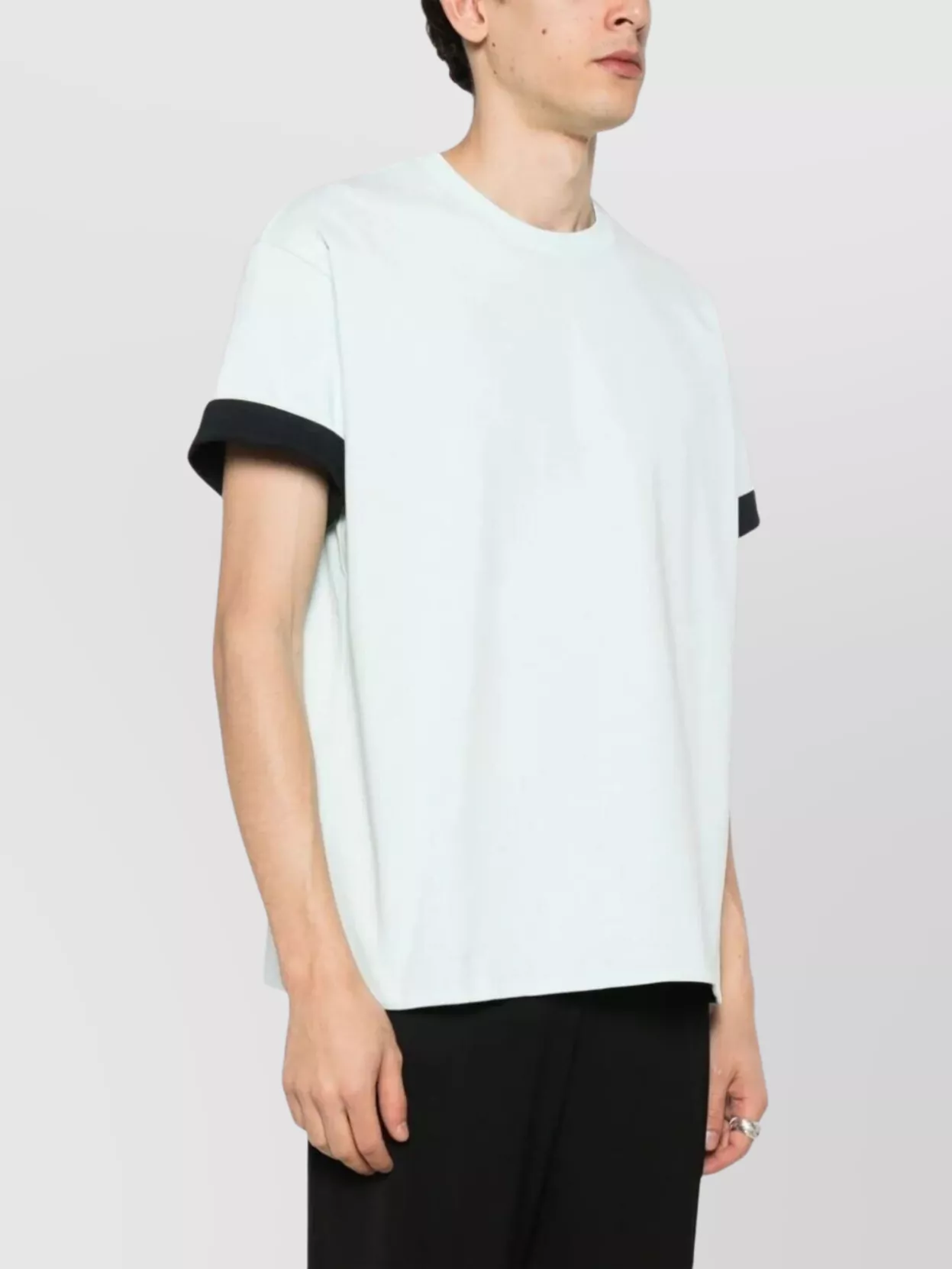 Bottega Veneta Layered Crew Neck T-shirt With Asymmetric Hem In Blue