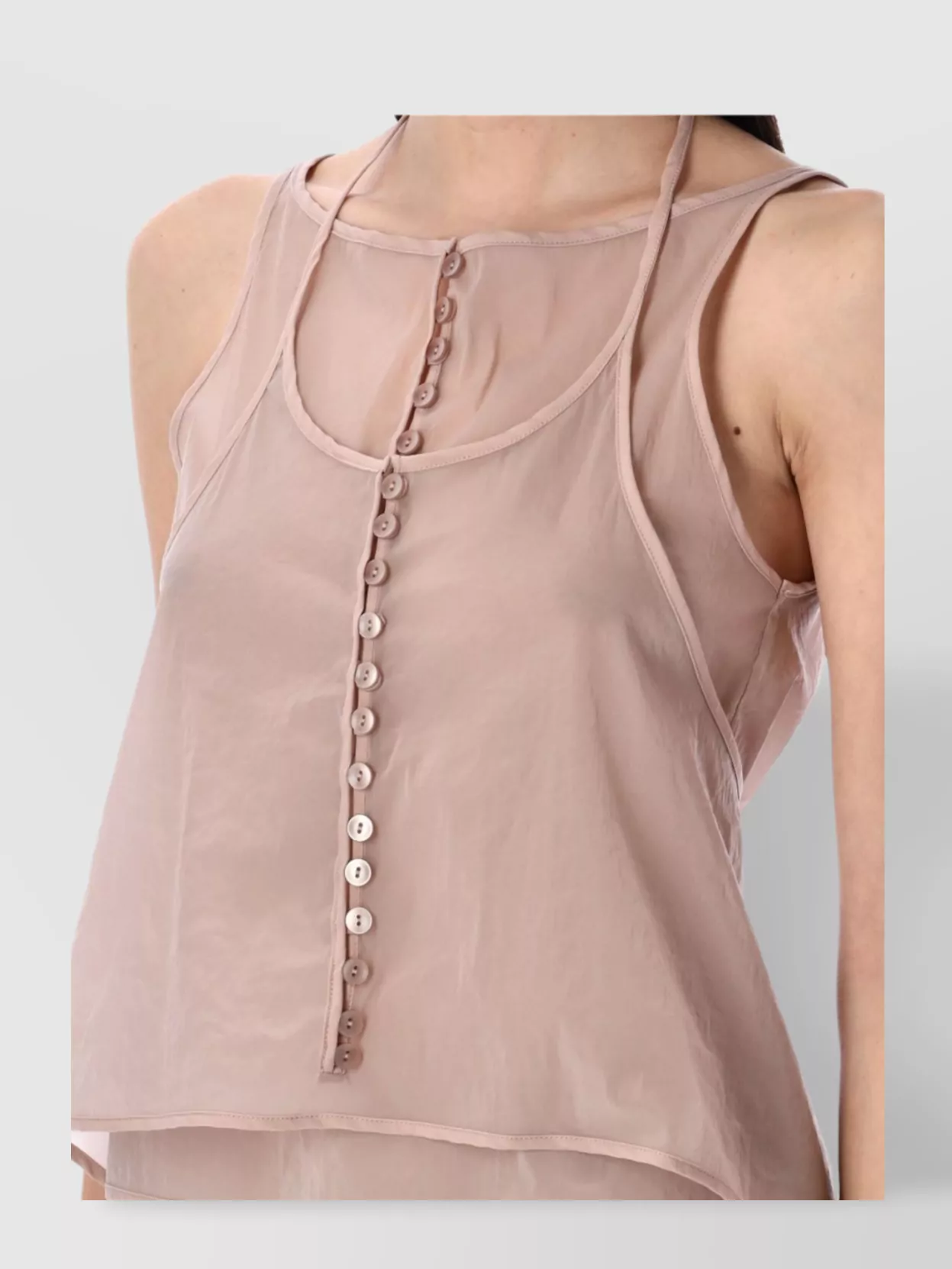 LOW CLASSIC SHEER HALTERNECK BUTTON LOOP TOP
