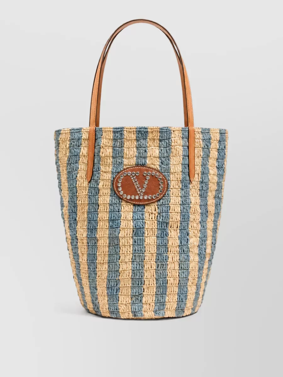 Valentino Striped Raffia Beach Bag