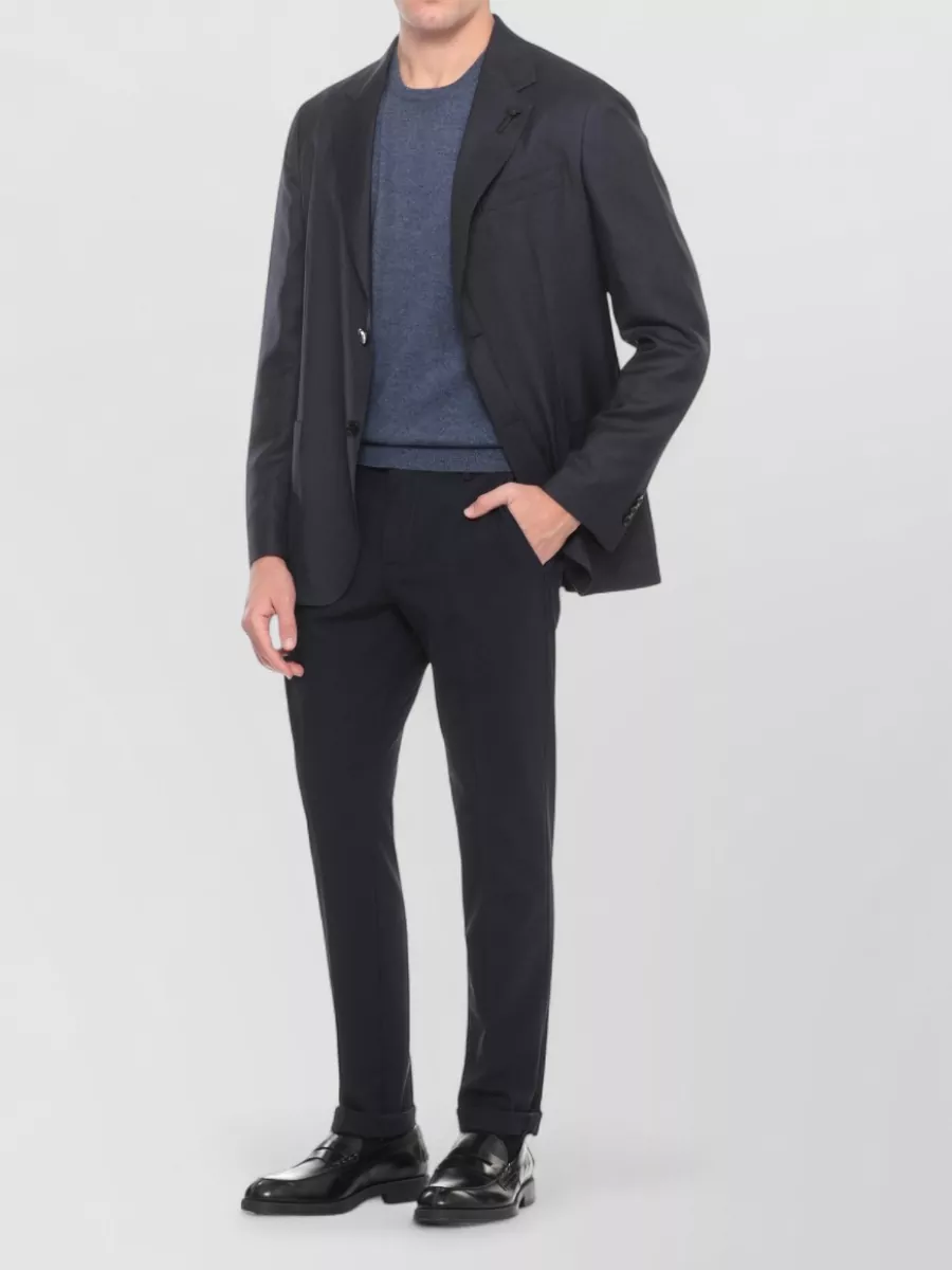 Lardini Wool Blazer Structured Cut Lapel Pin Detail