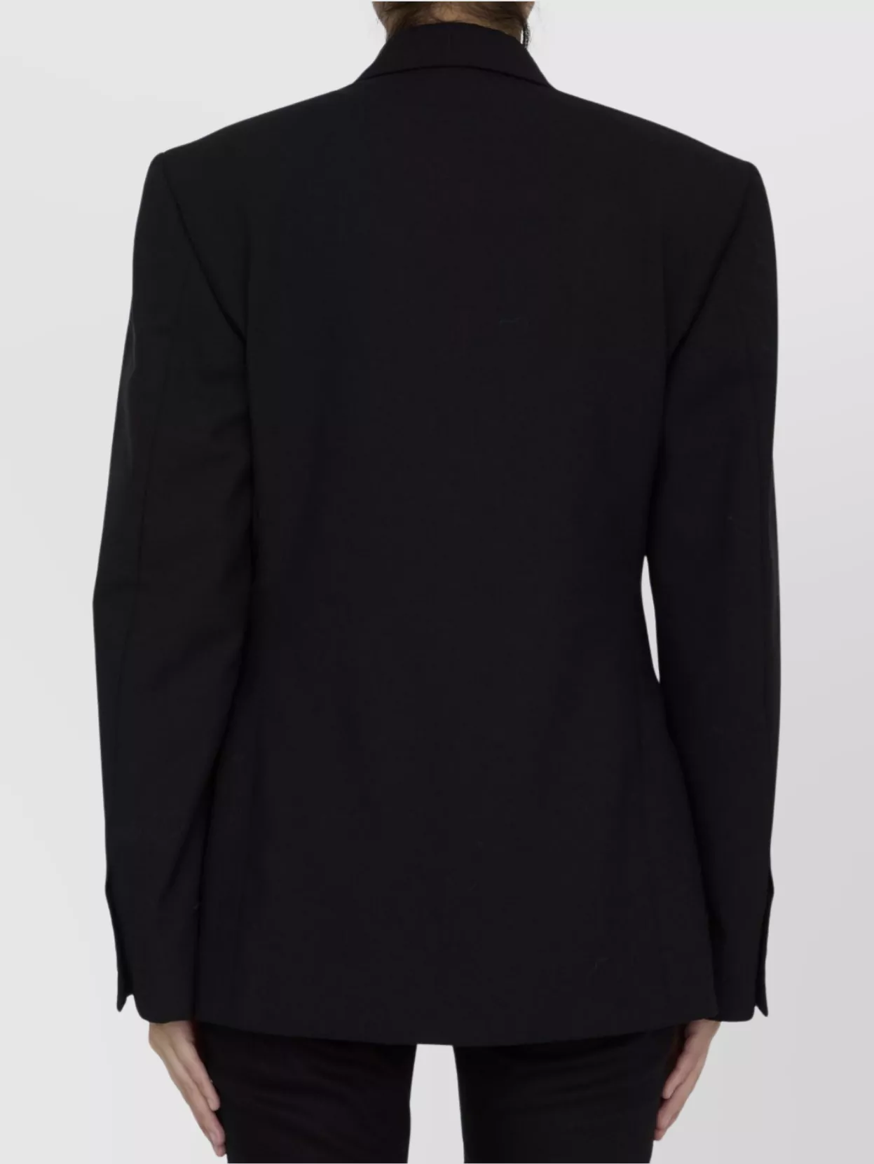 Balenciaga Waisted Wool Jacket With Buttoned Cuffs In Black