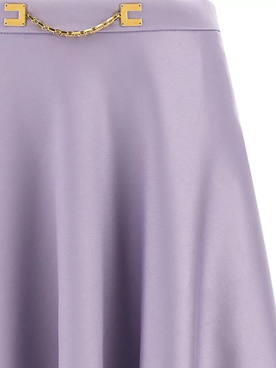 Elisabetta Franchi High Waist Duchesse Skirt Gold Chain