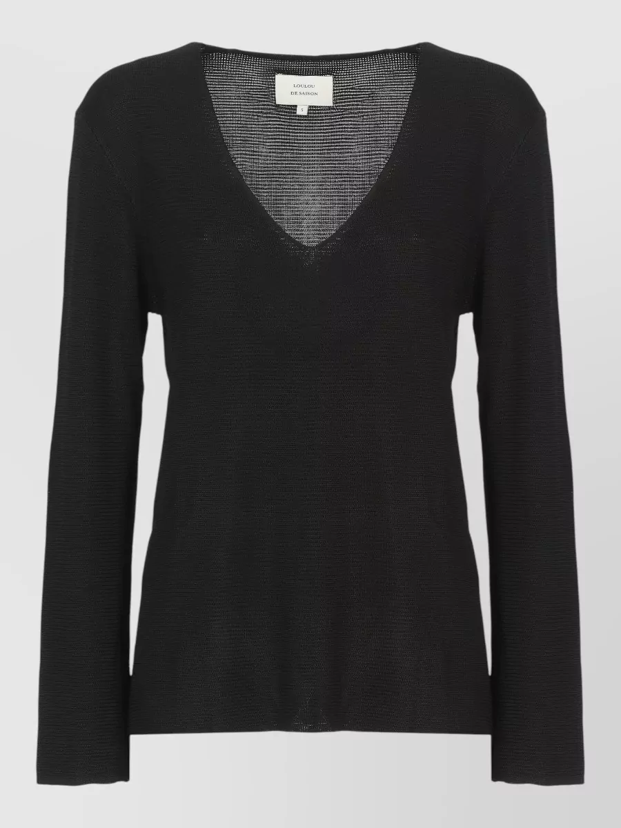 Loulou Studio V-Neck Long-Sleeve Knitted Top