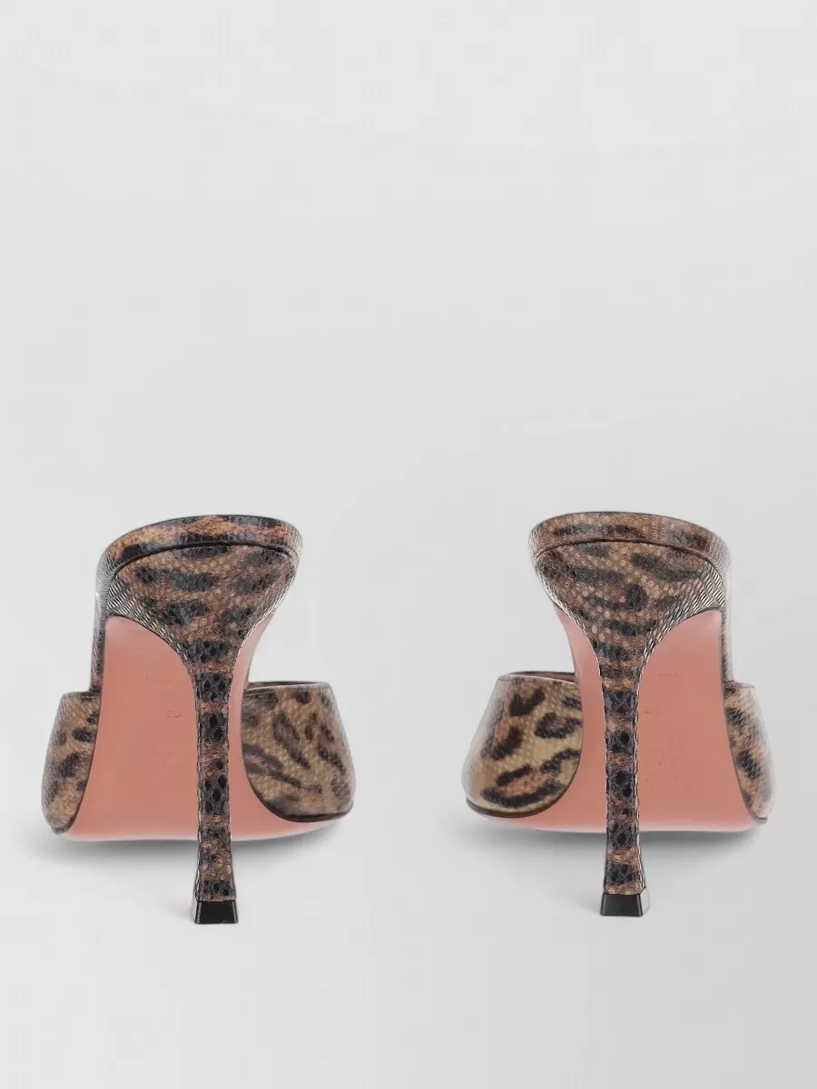 Amina Muaddi Leather Leopard Snake-Print Sandals