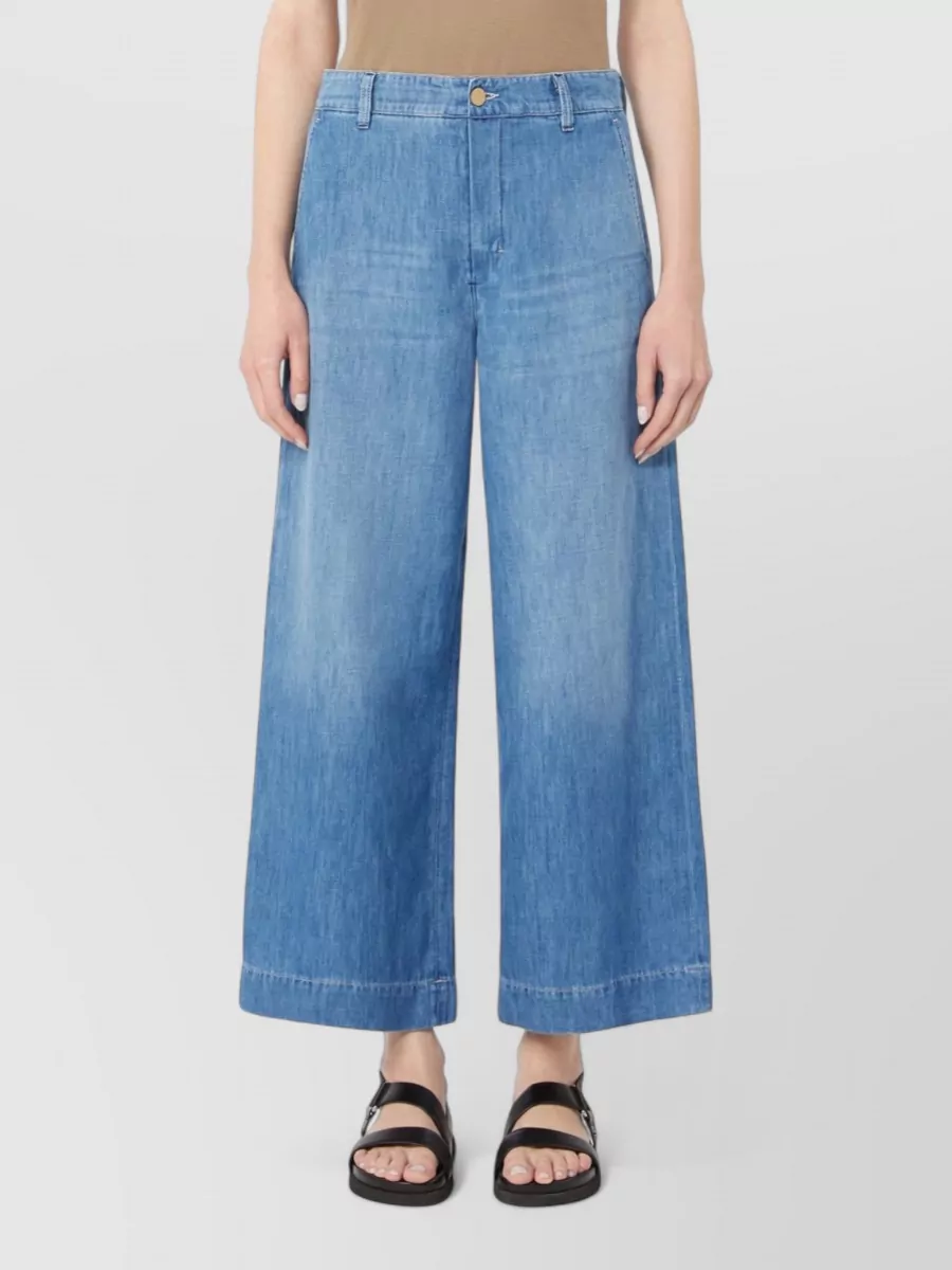 S Max Mara Denim Cropped Wide-Leg Trousers