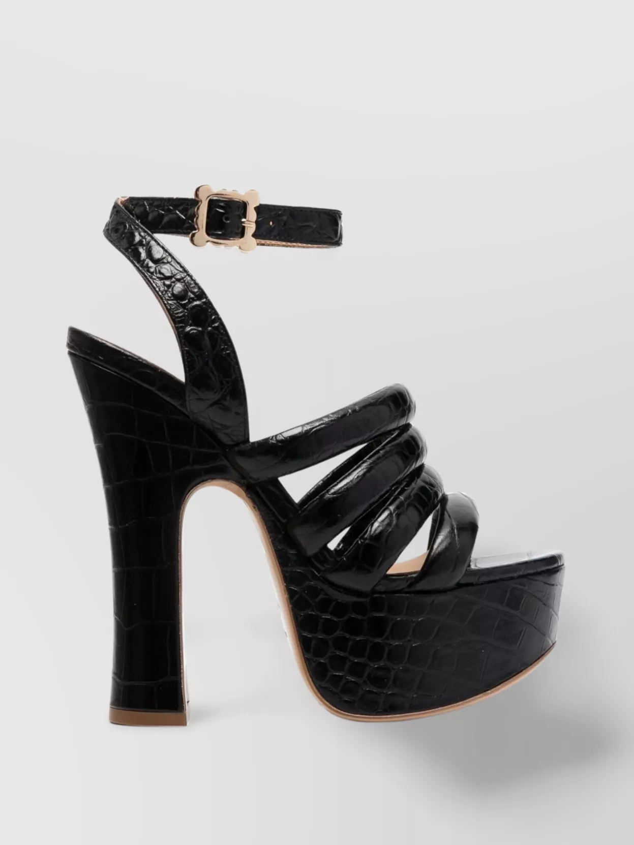 Shop Vivienne Westwood Heeled Crocodile Platform Sandals In Black
