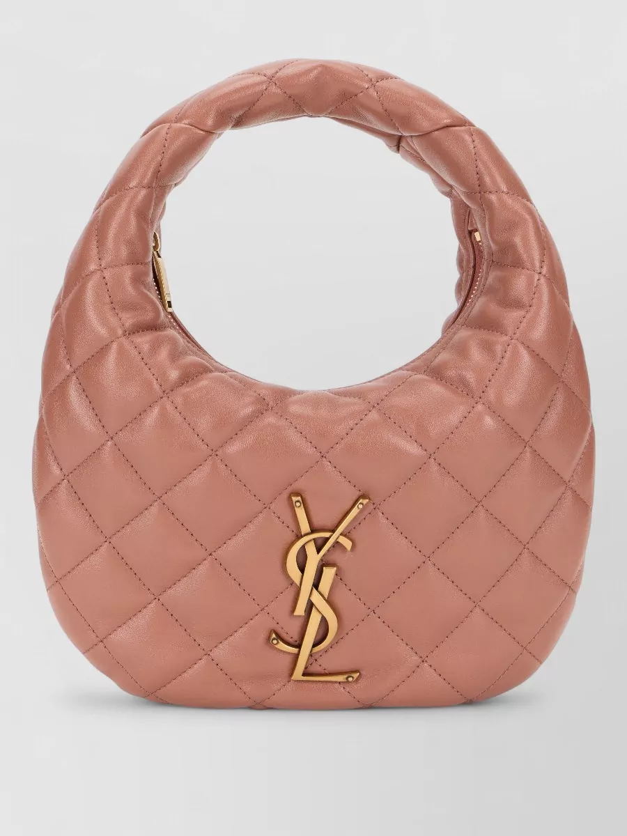 Saint Laurent icarino quilted leather shoulder bag — The Saint Laurent dusty-rose padded hobo stays in the same blush family as the slip, adds tactile softness, and feels quietly luxurious without tipping into formal eveningwear.