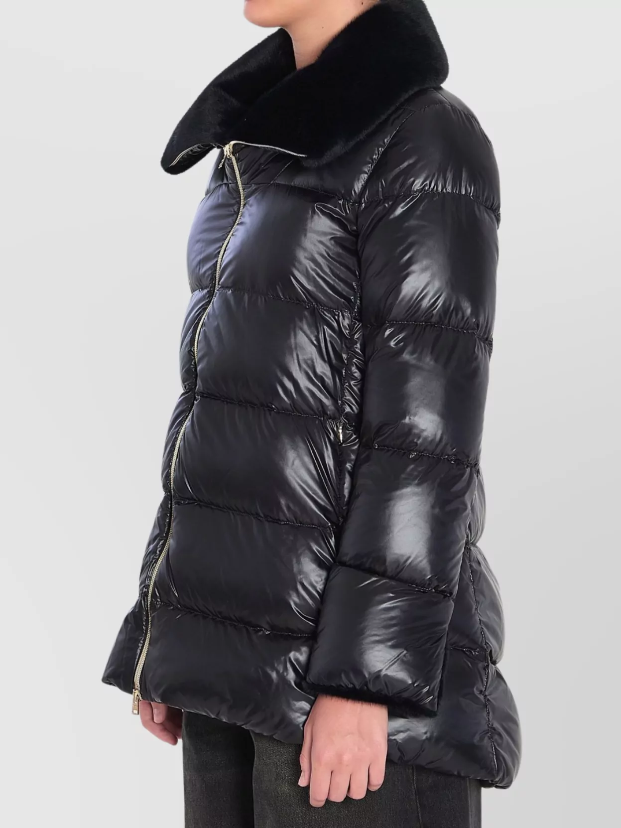 Herno Nylon Ultralighe E Faux Down Jacket In Black