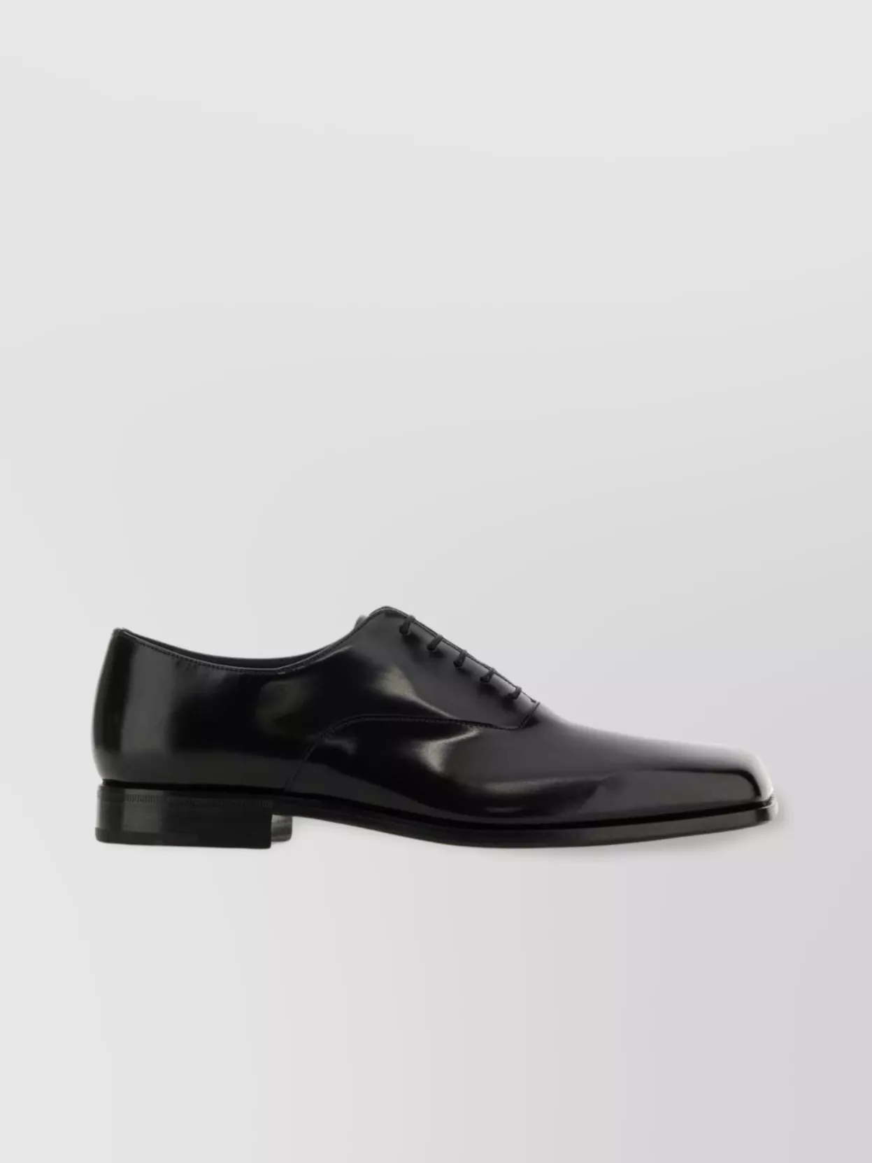 Shop Prada Polished Leather Lace-up Shoes In Grey