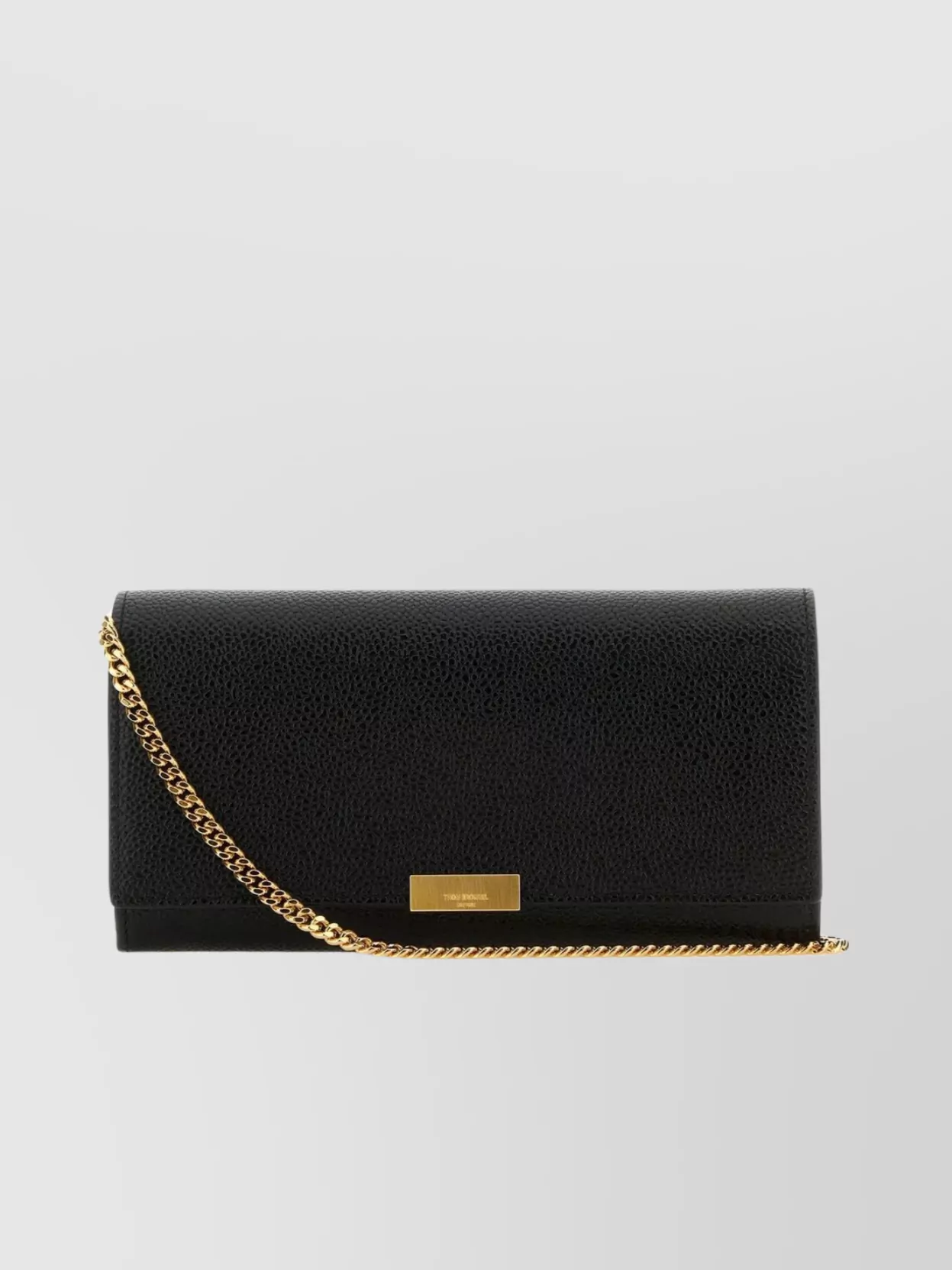 Shop Thom Browne Chain Strap Structured Leather Wallet In Black