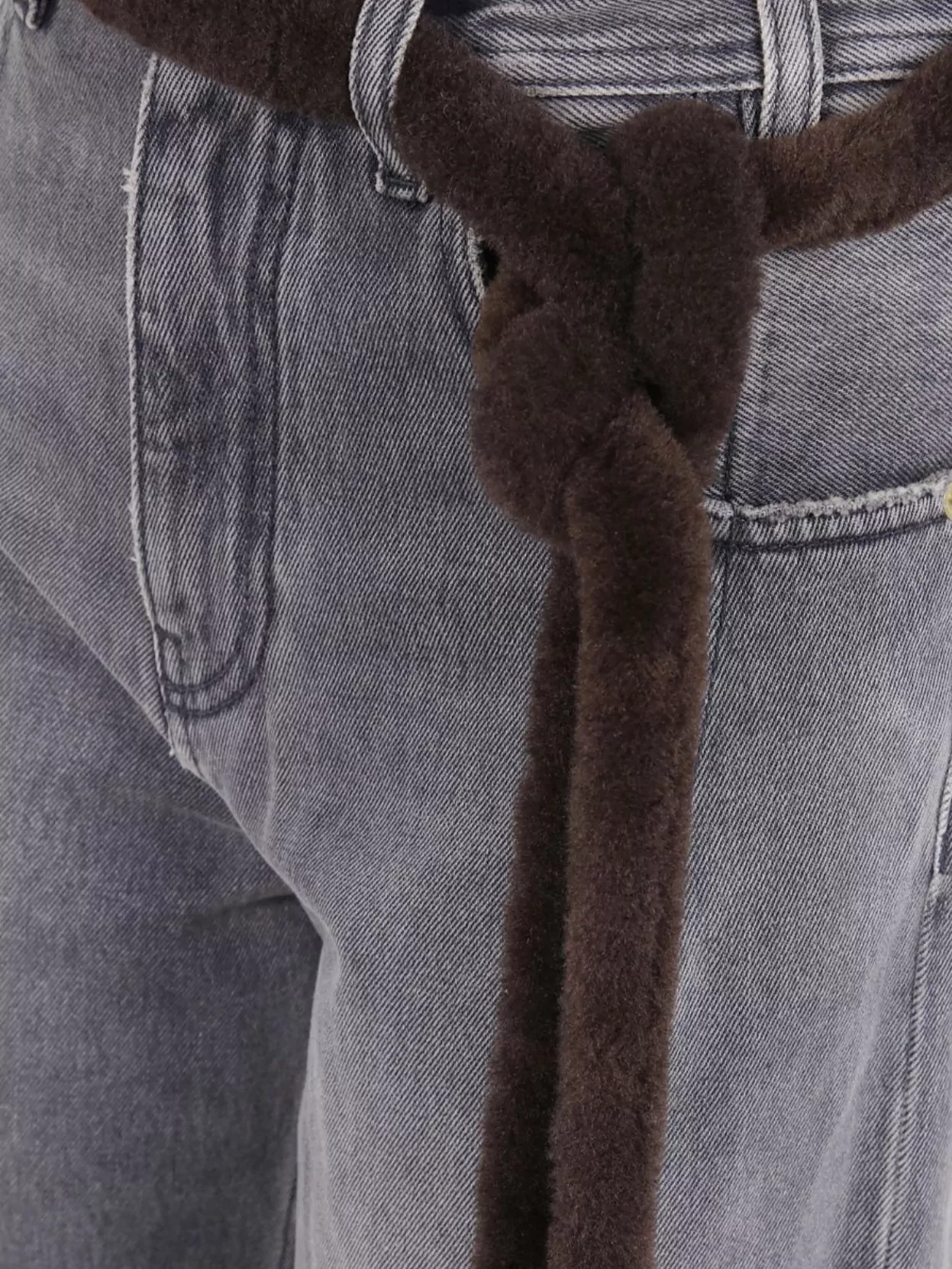 Darkpark Straight Leg Denim Fur Belt In Black