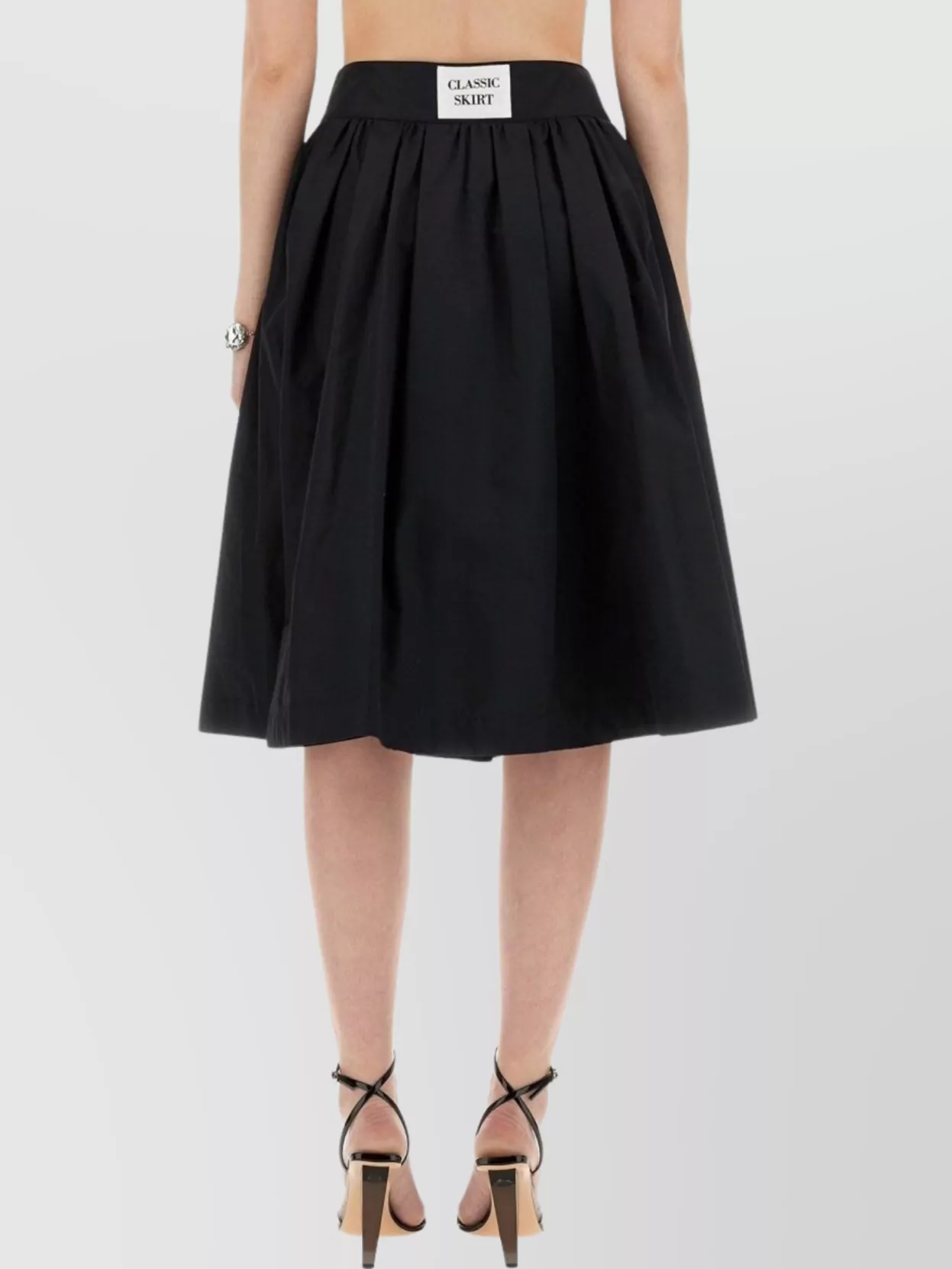 Moschino Flared High Waist Pleated Midi Skirt In Black