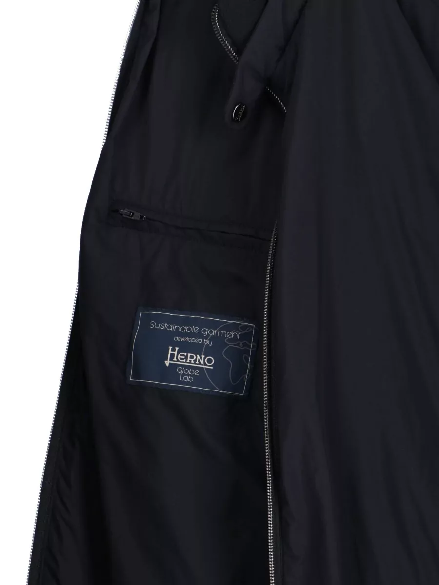 Herno Jacket High Collar Side Zip Pockets In Black