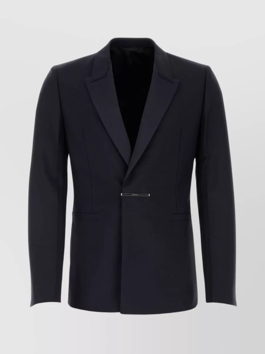 Shop Givenchy Modern Wool Blend Blazer With Back Slit In Blue