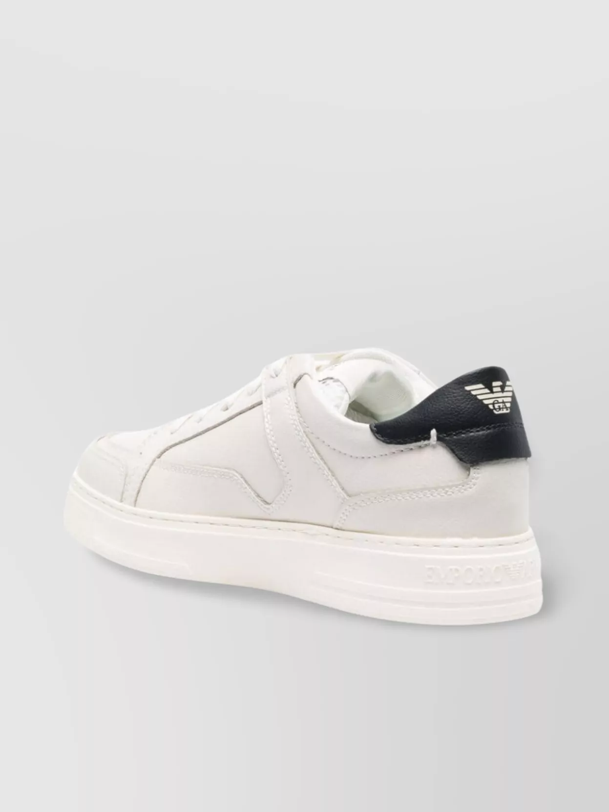 Emporio Armani Leather Panelled Logo-Print Low-Top Sneakers