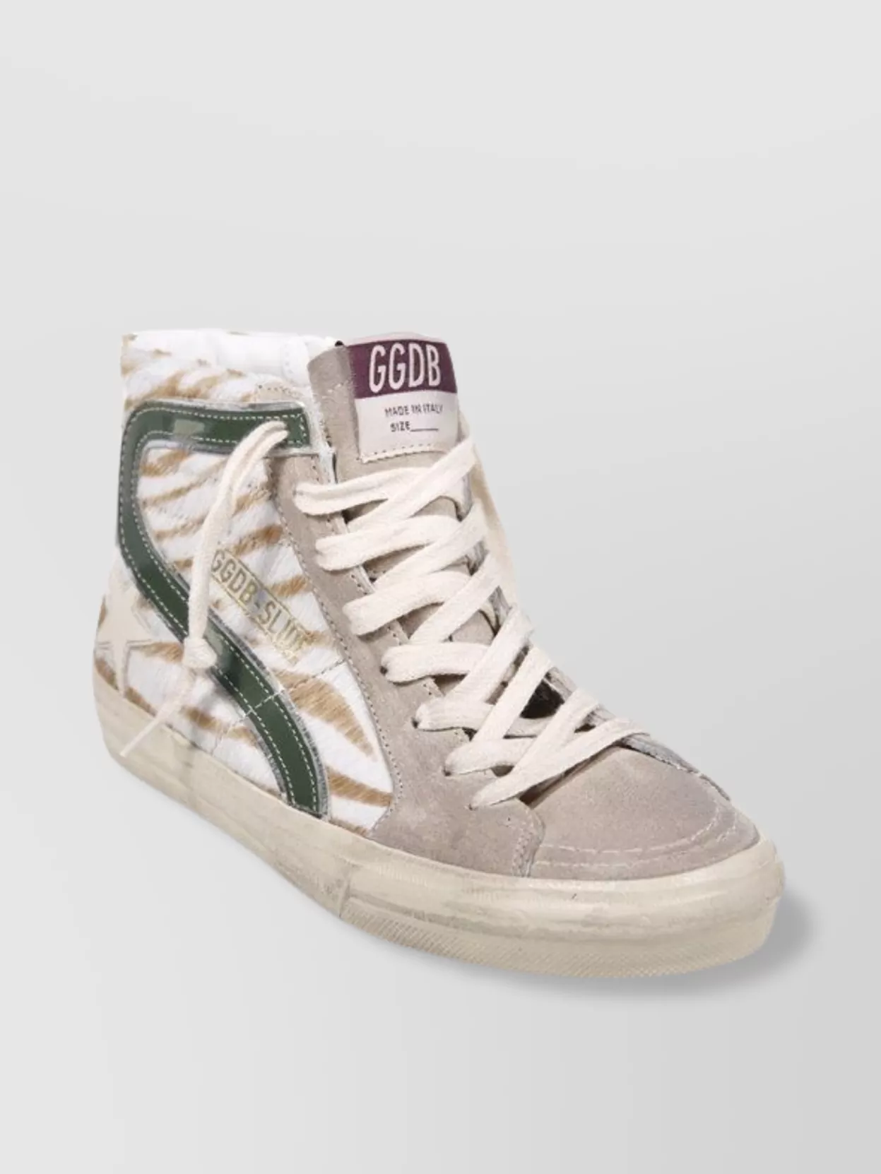 Golden Goose Slide High-top Sneakers Contrast Stitching In Neutral