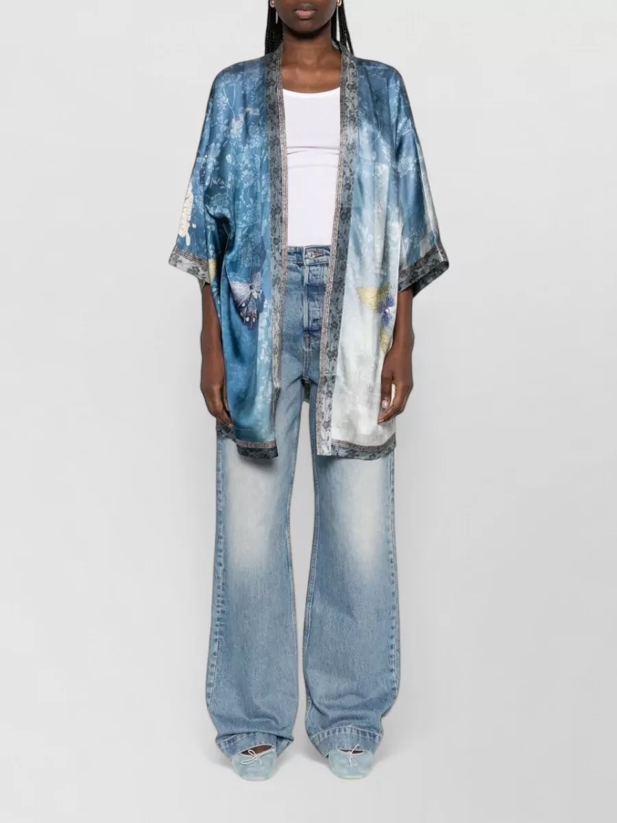 Pierre Louise Mascia Silk Printed Kimono Jacket