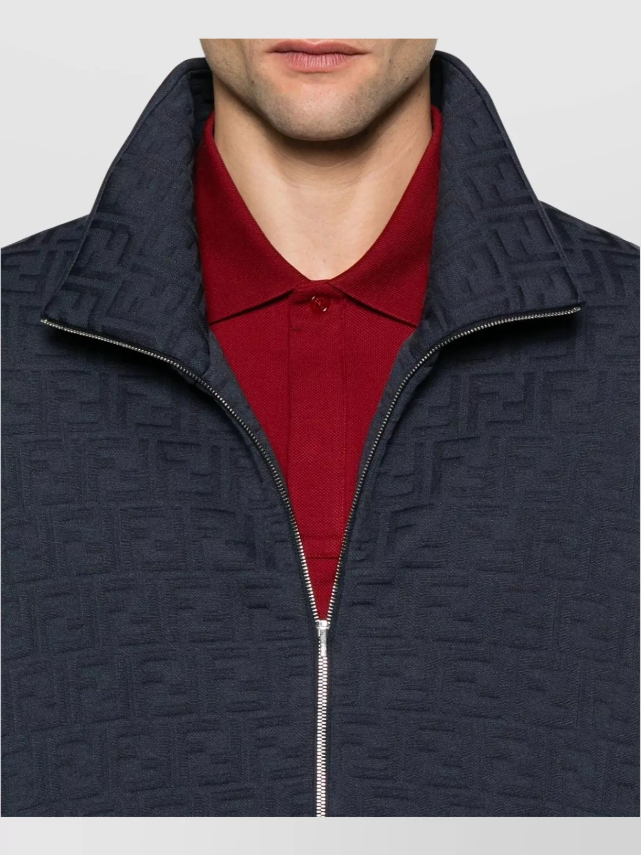 Fendi Textured High Collar Sweater With Elastic Cuffs