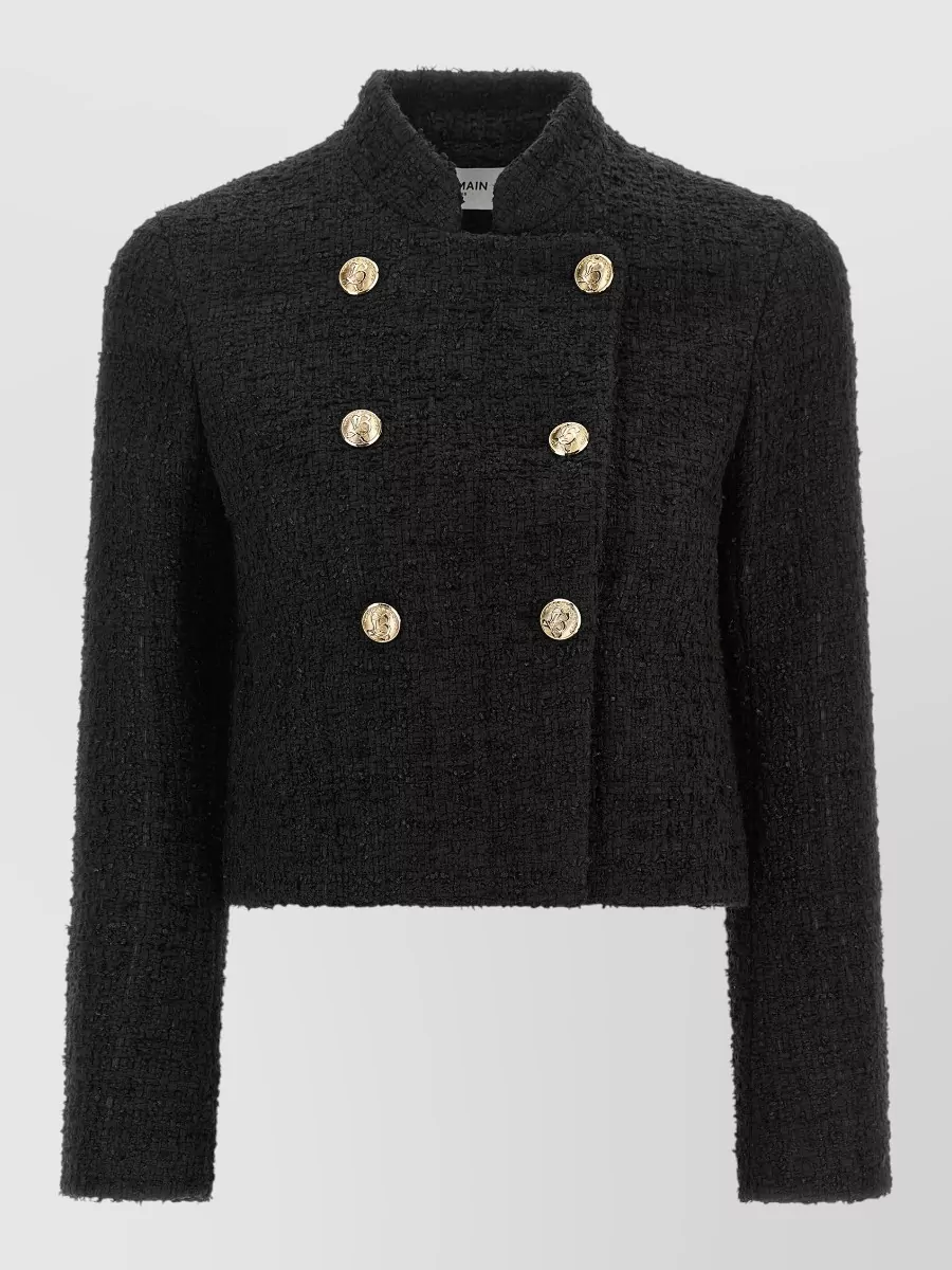 Balmain Double-breasted Tweed Short Coat