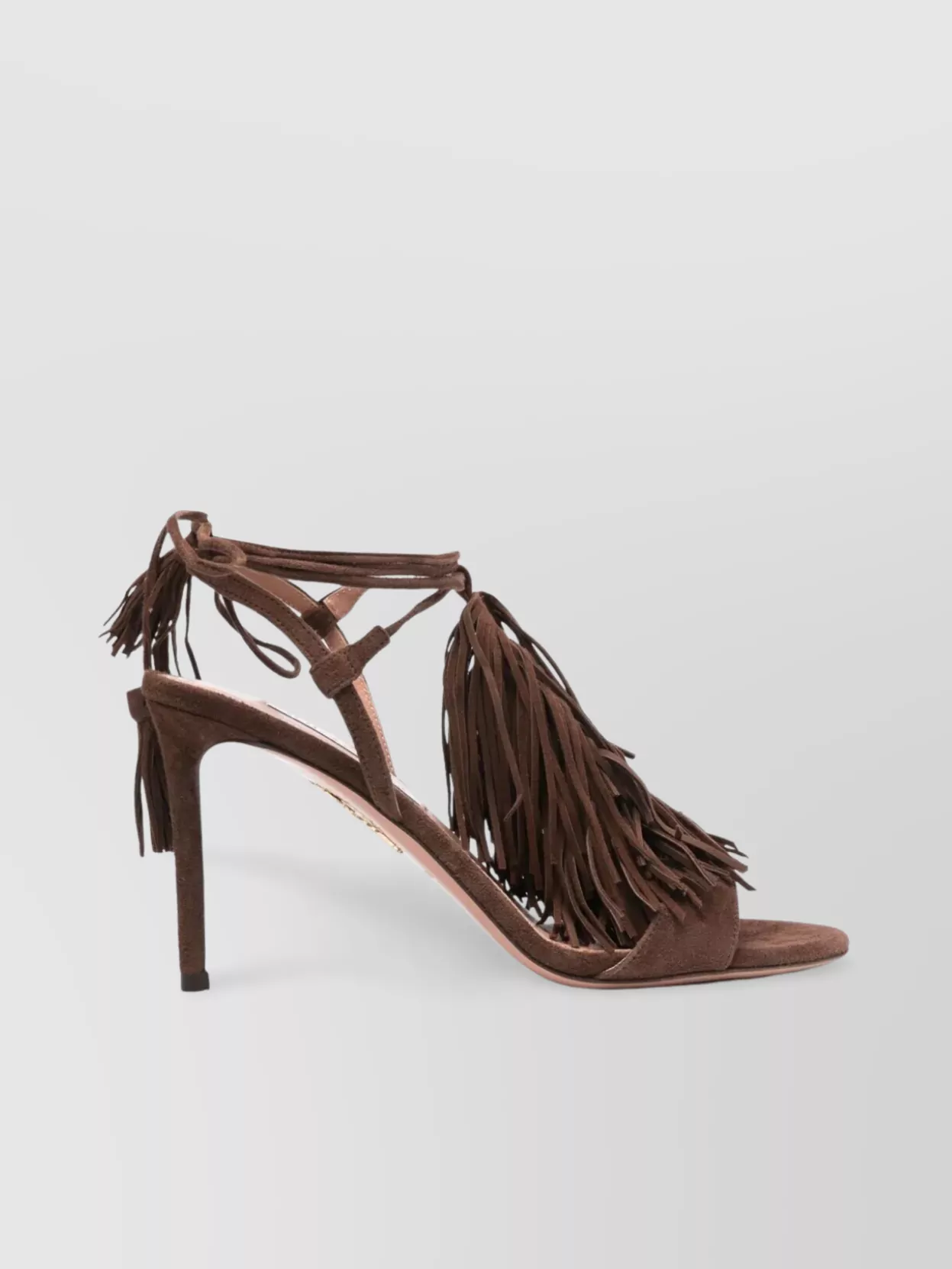 Aquazzura 85 Fringed Suede Open Toe Sandals