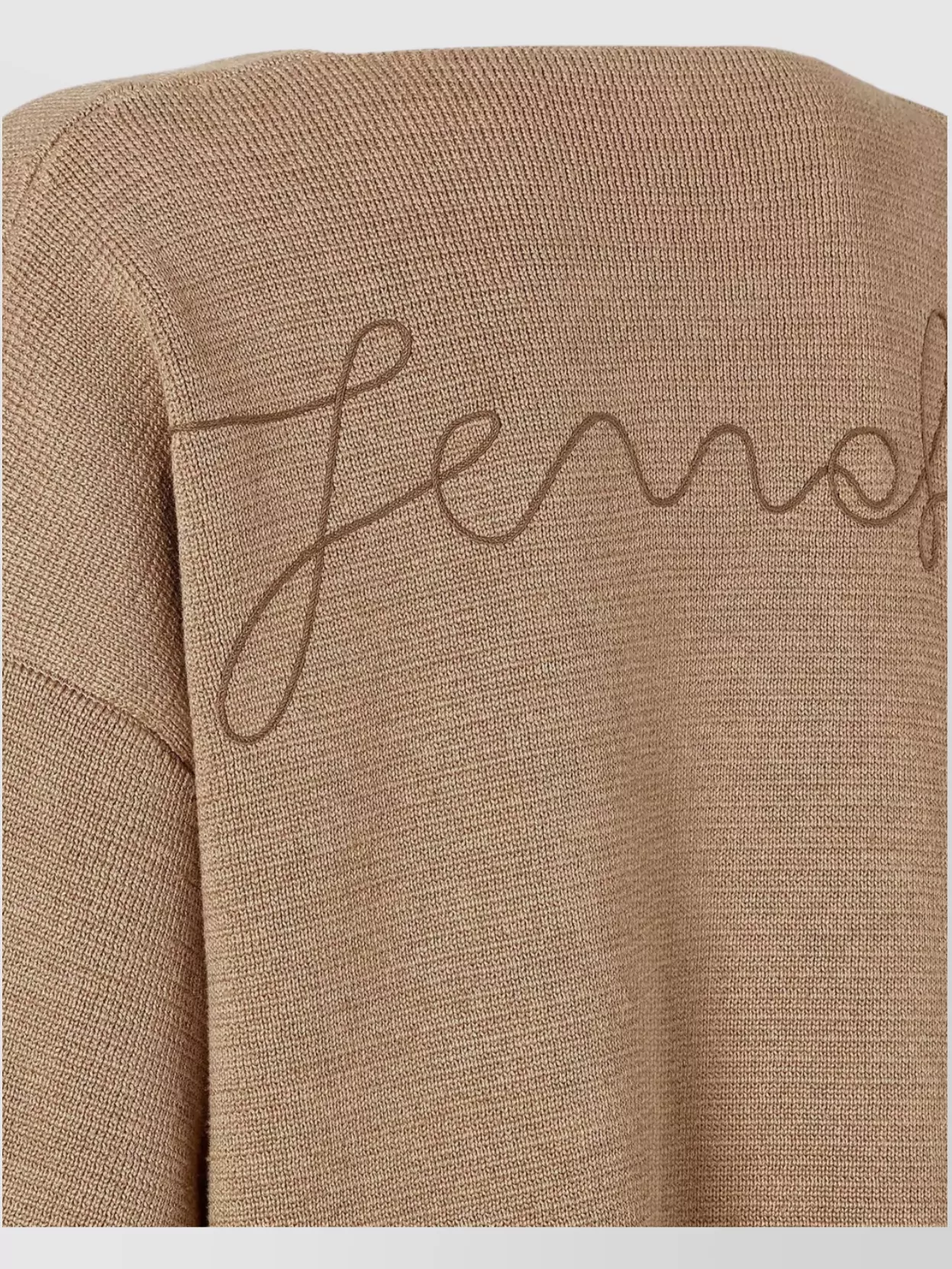 Fendi V Neck Knit Top With Ribbed Texture In Brown
